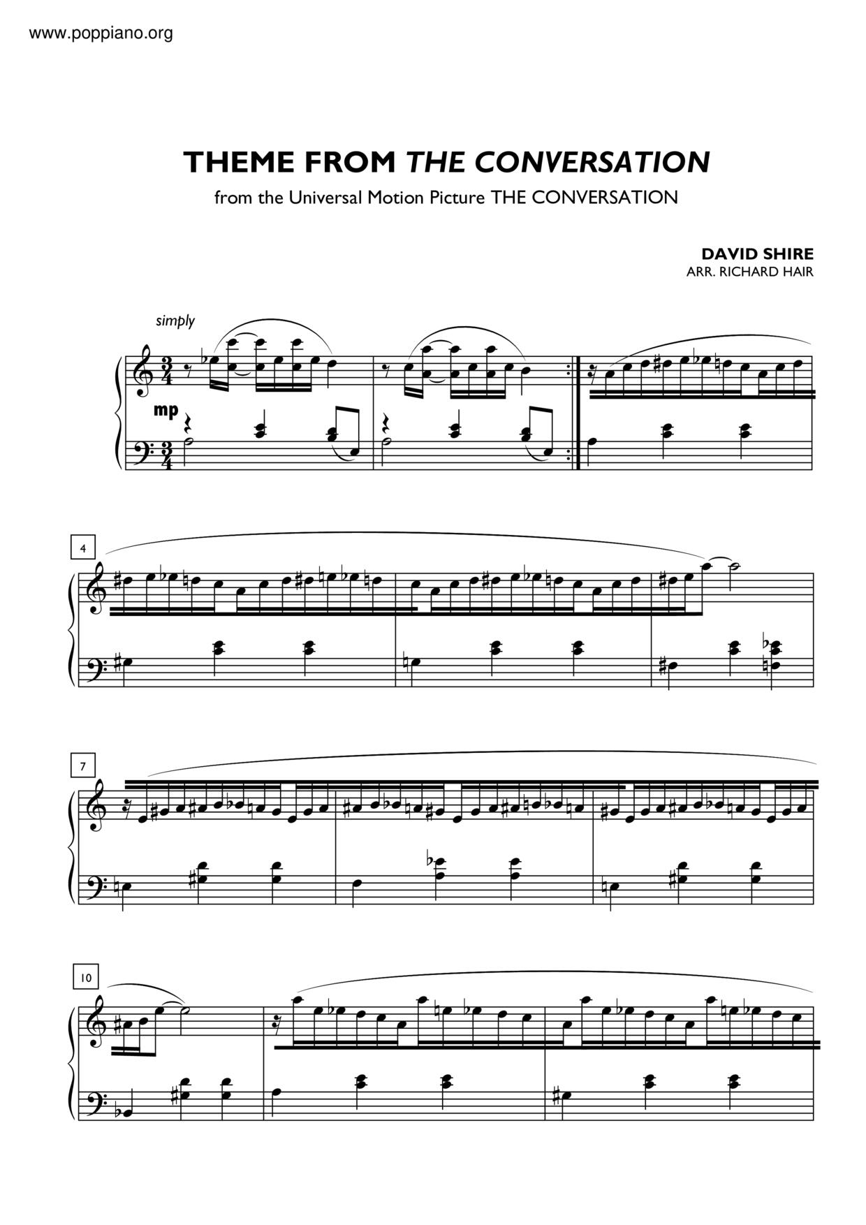 Theme From The Conversation琴谱