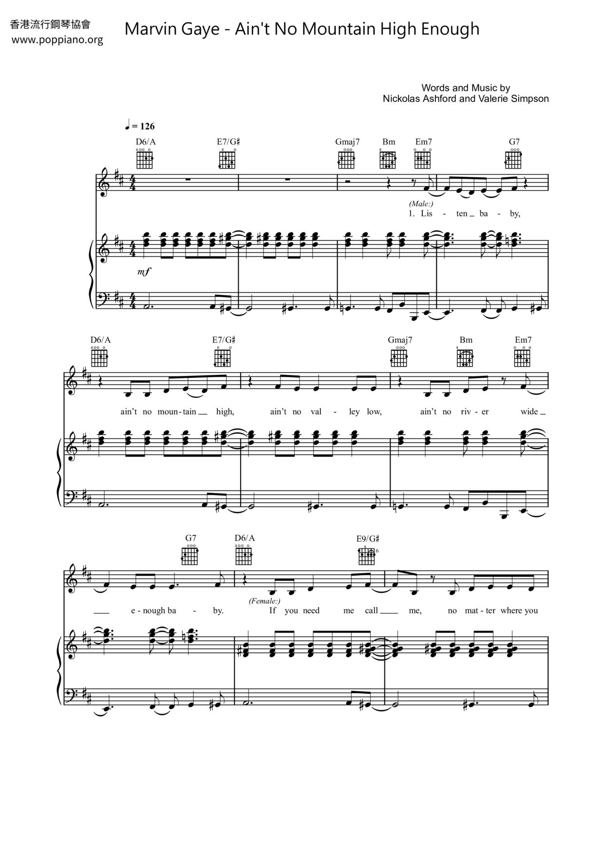 Ain't No Mountain High Enough琴谱