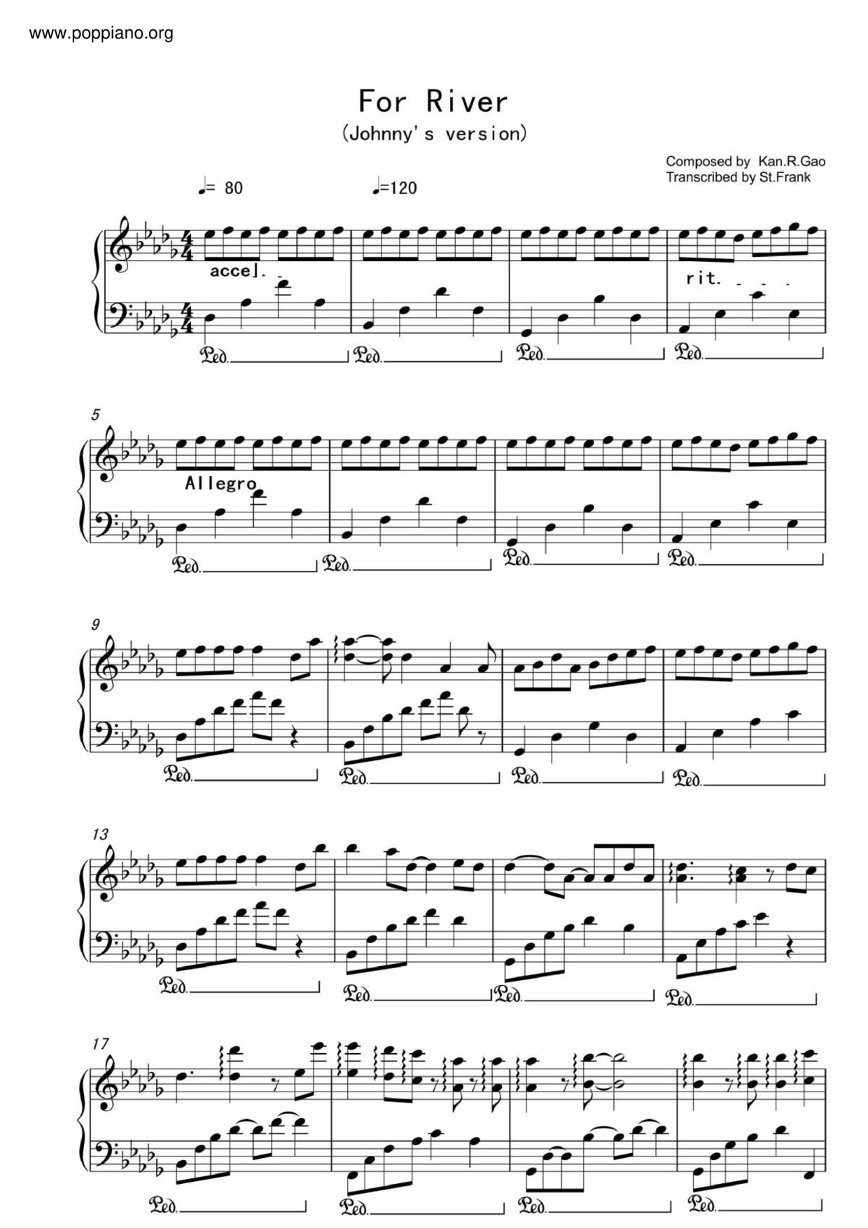 For River-Johnny's Version琴谱