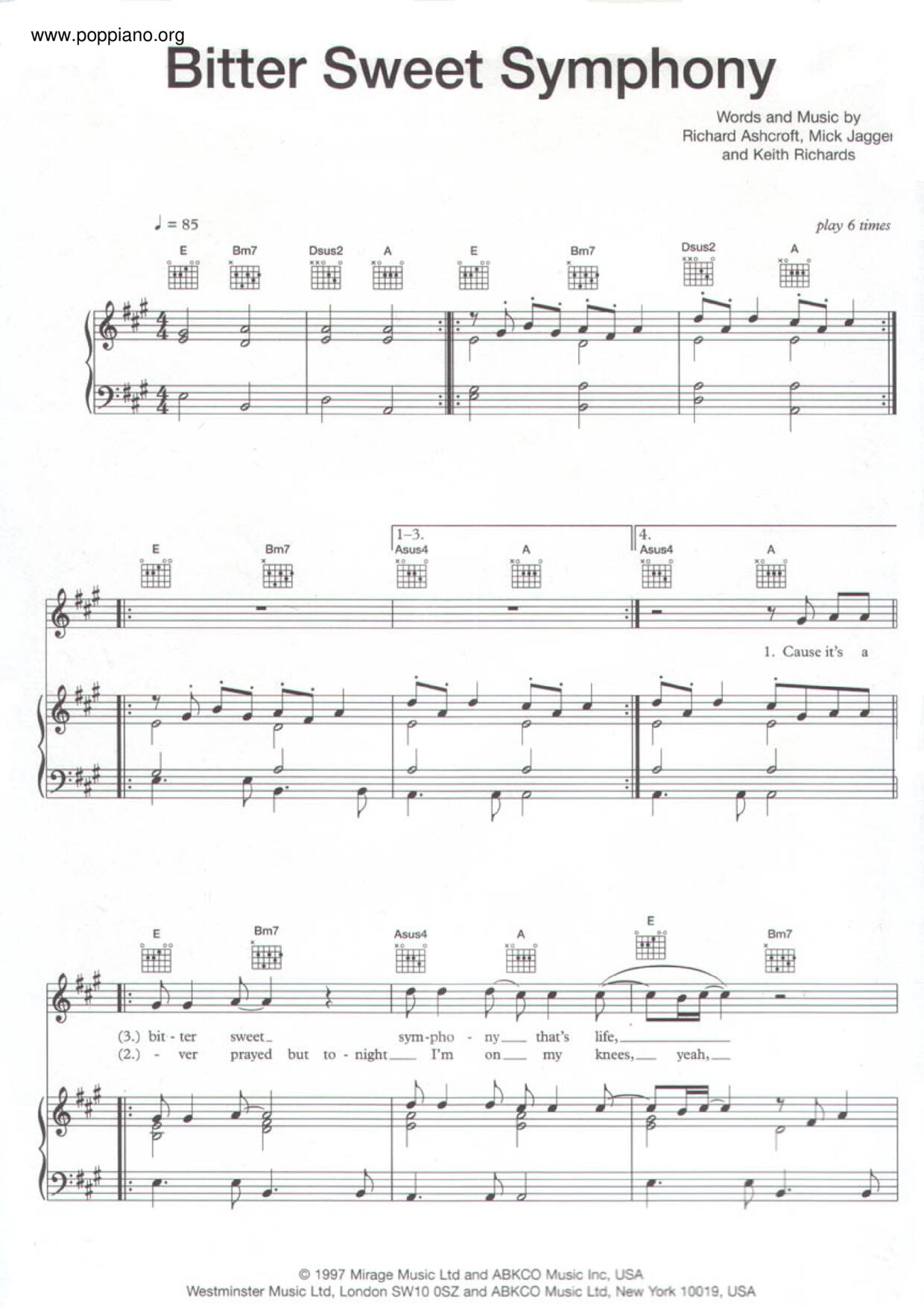 Bittersweet Symphon琴谱