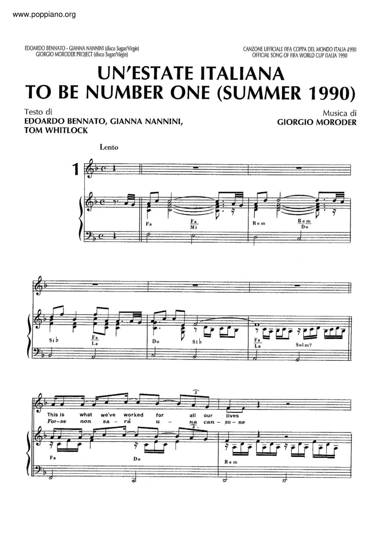 To Be Number One琴谱