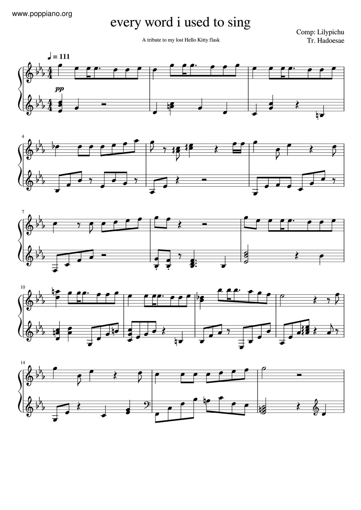 Every Word I Used To Sing琴谱
