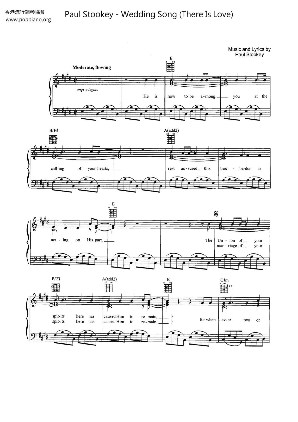 Wedding Song (There Is Love)琴谱