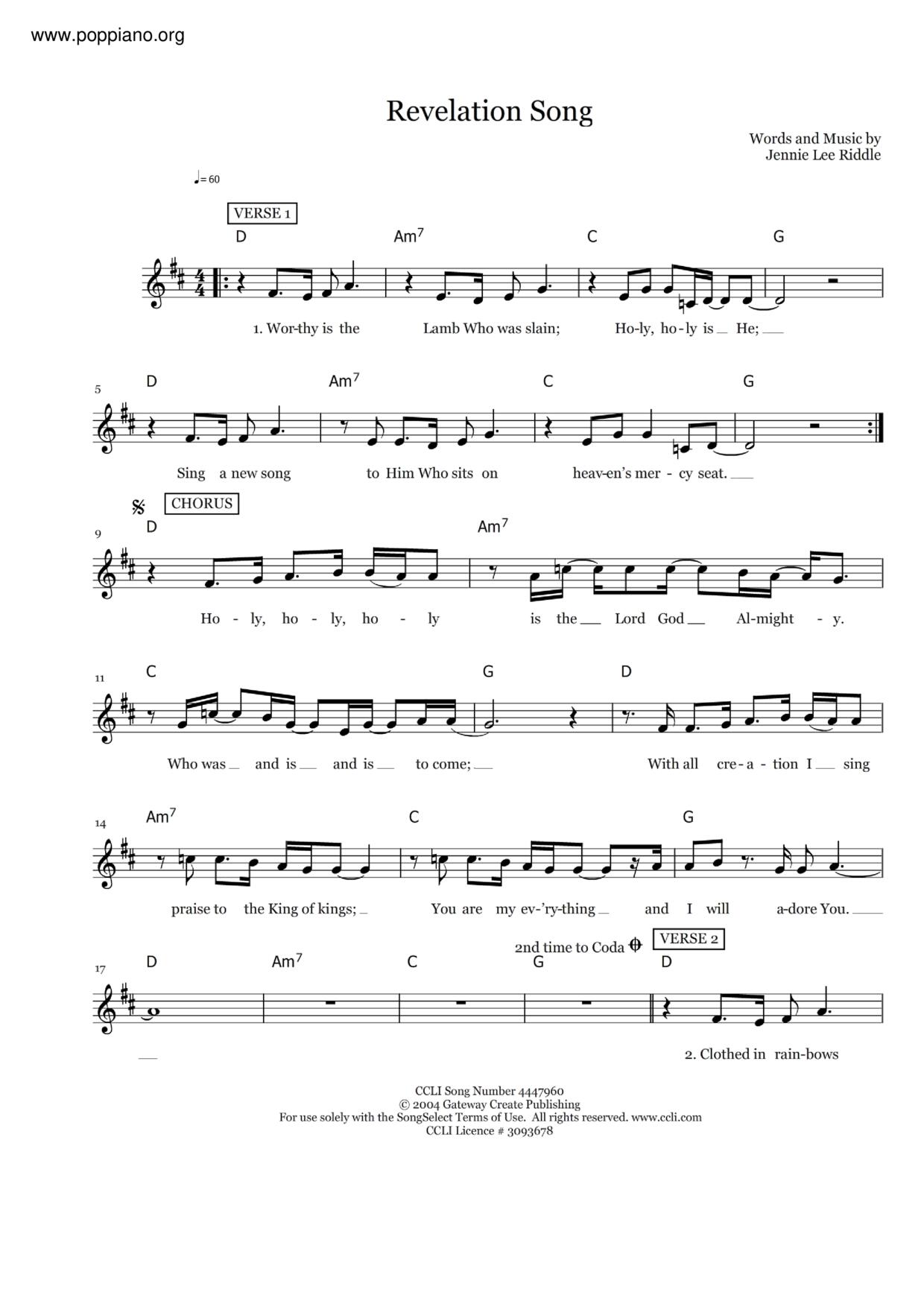 Revelation Song琴谱