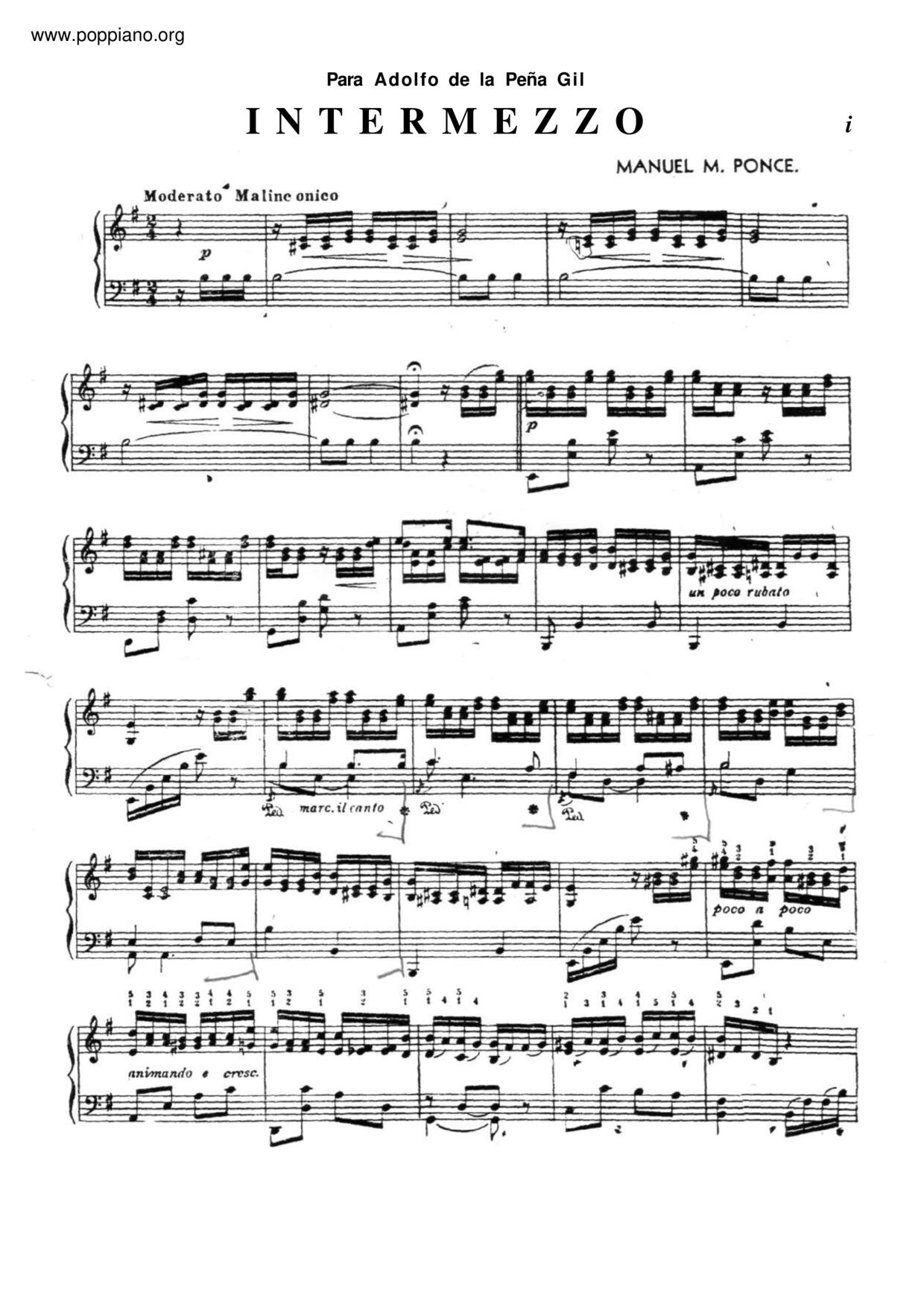 Intermezzo Manuel M Ponce琴谱
