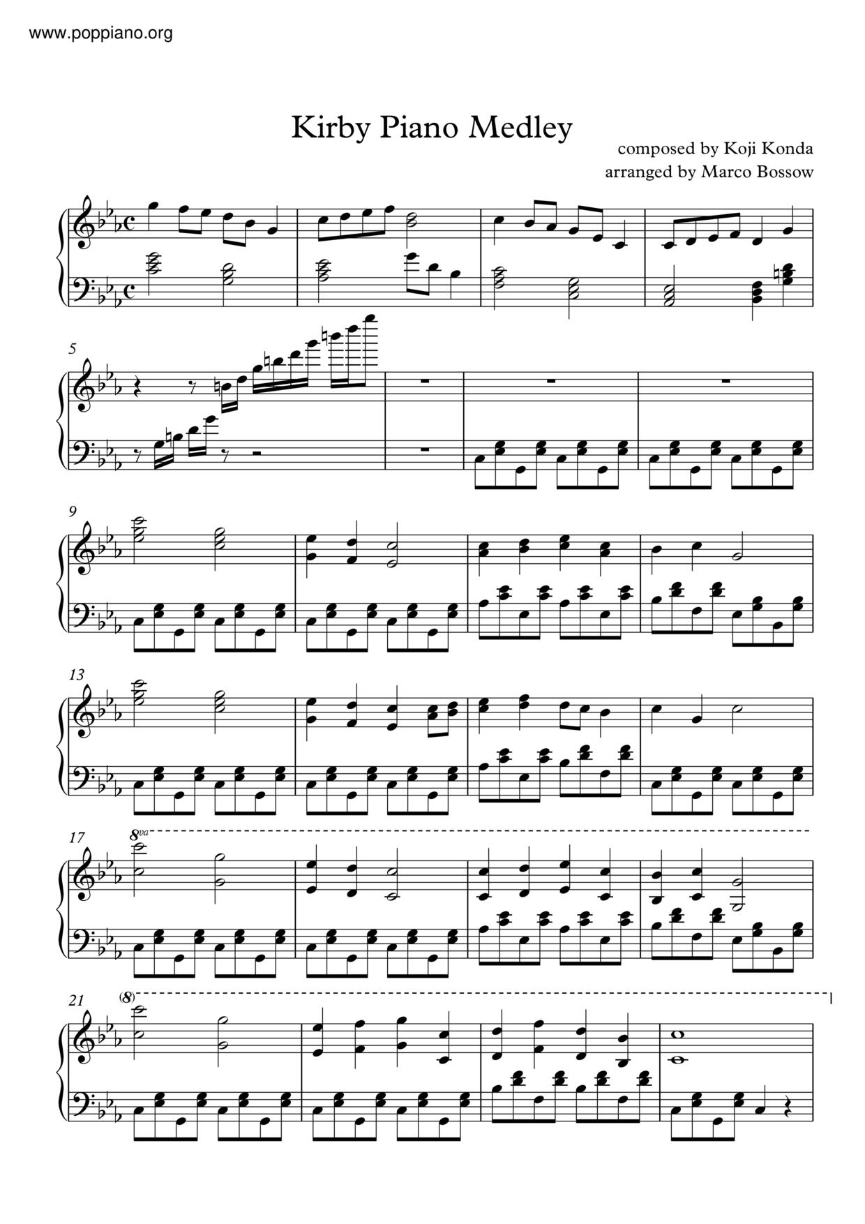 Kirby Piano Medley琴谱