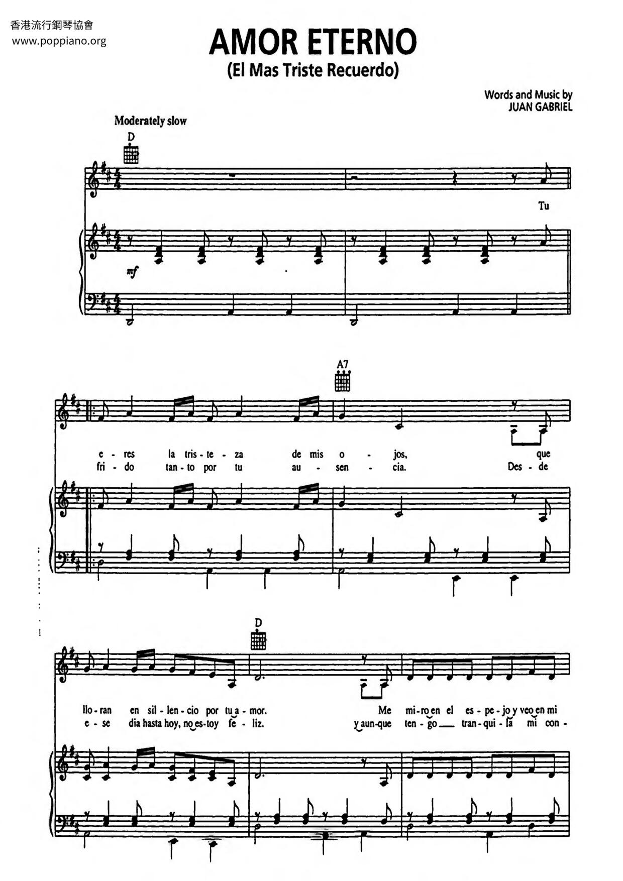 Amor Eterno琴谱