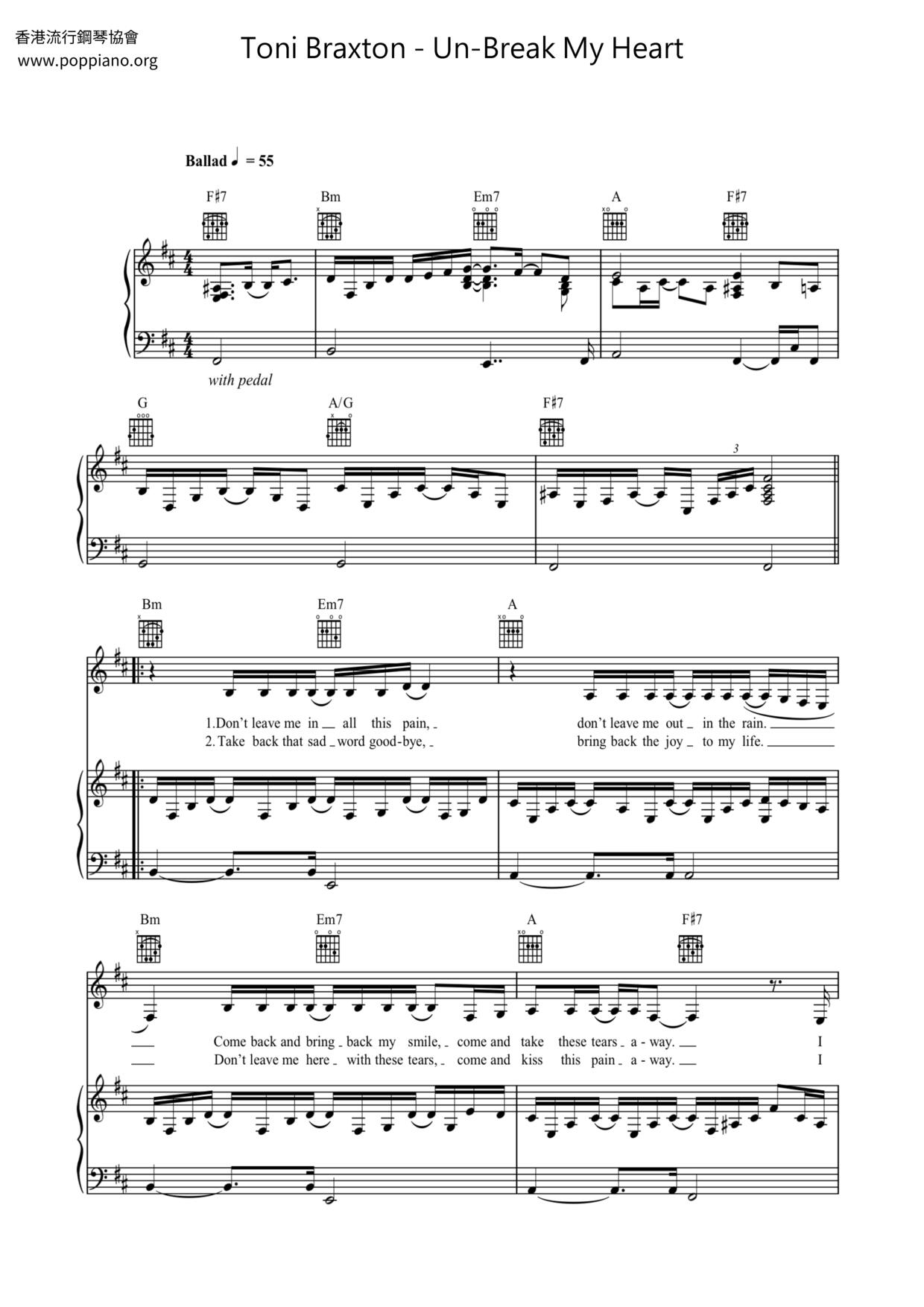 Un-Break My Heart琴谱