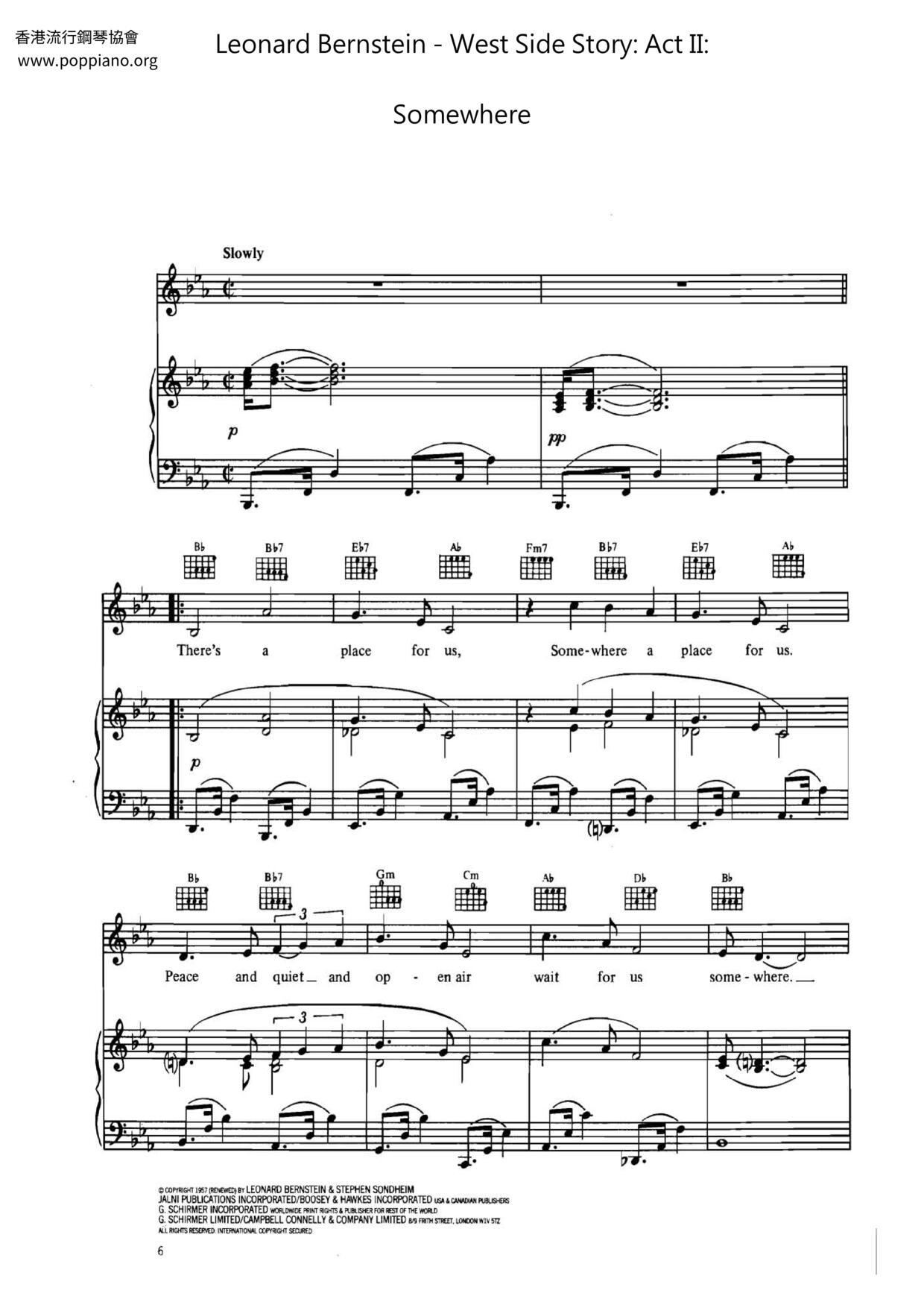 West Side Story: Act II: Somewhere琴谱