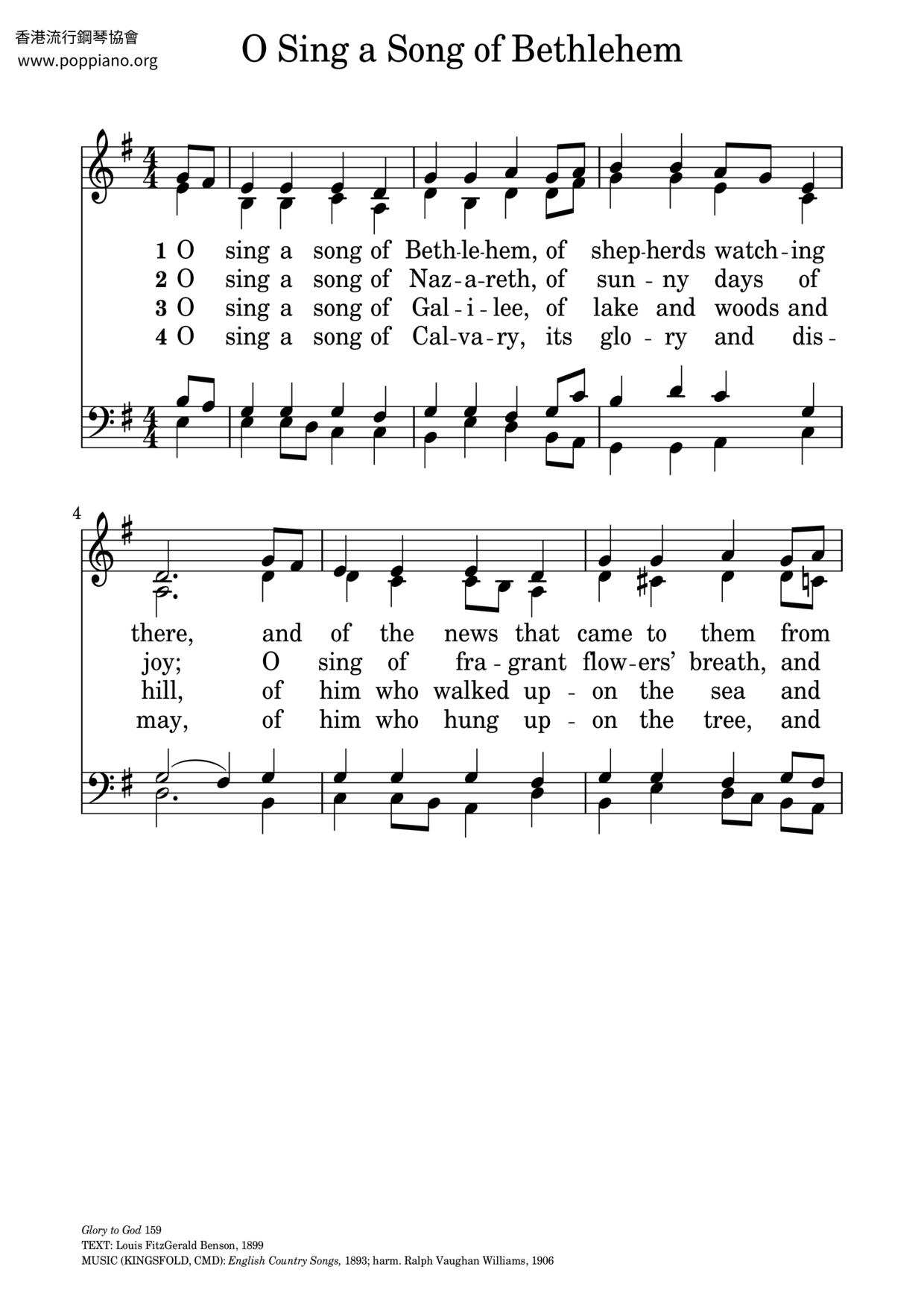 O Sing A Song Of Bethlehem琴谱
