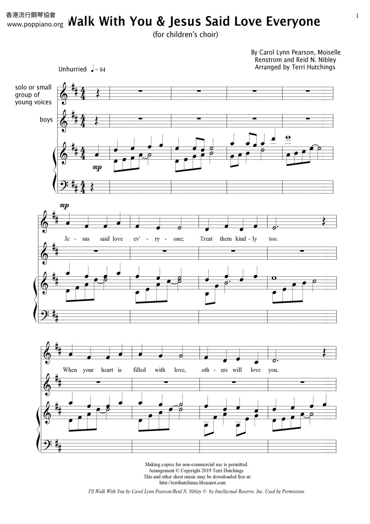 I'll Walk With You & Jesus Said Love Everyone琴谱