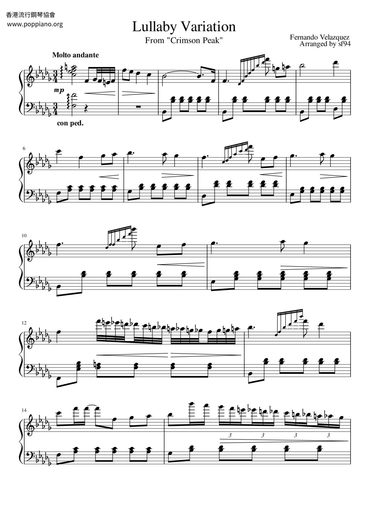 Crimson Peak - Lullaby Variation琴谱