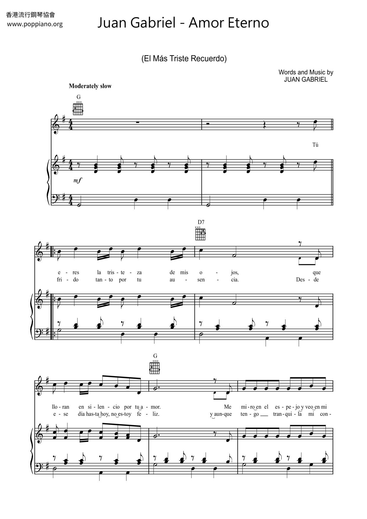 Amor Eterno琴谱