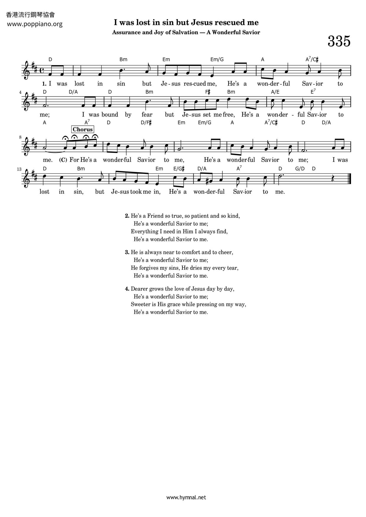 I Was Lost In Sin But Jesus Rescued Me琴谱