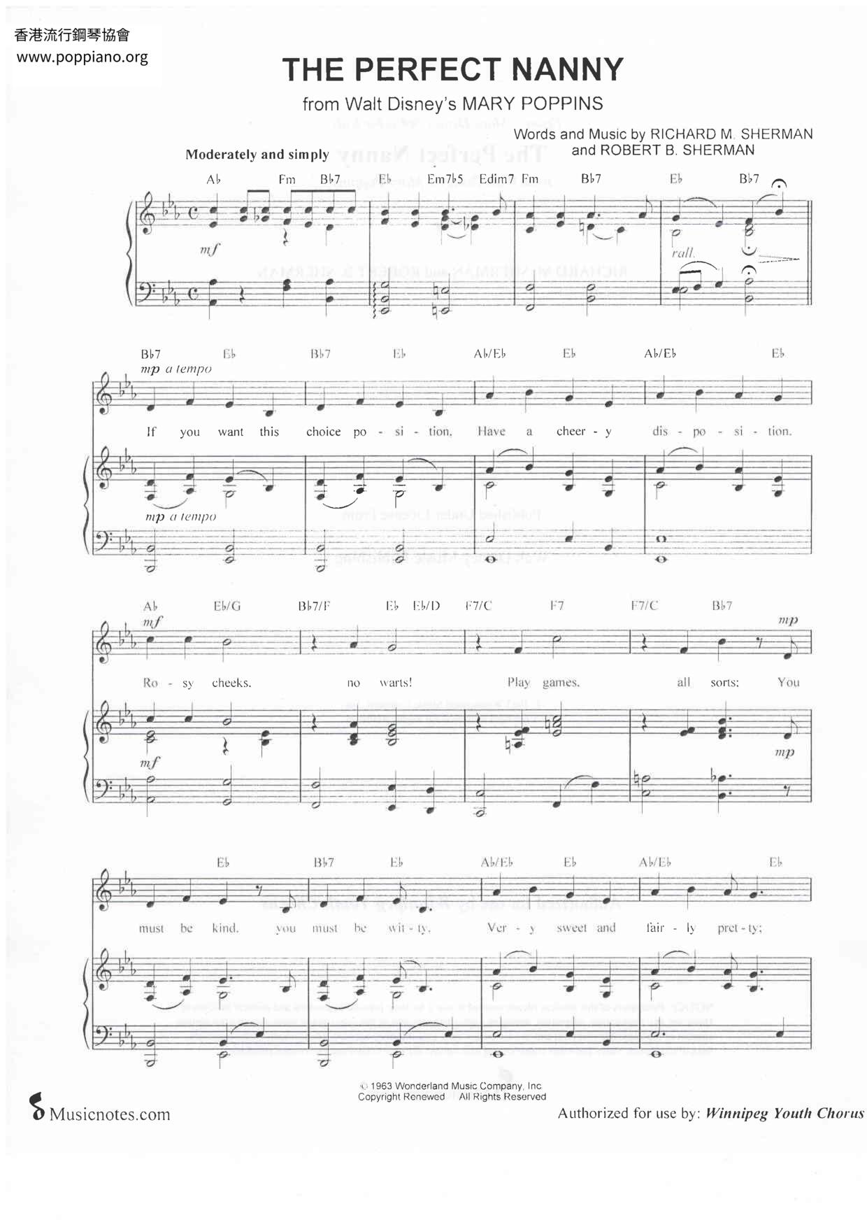 Mary Poppins - The Perfect Nanny琴谱