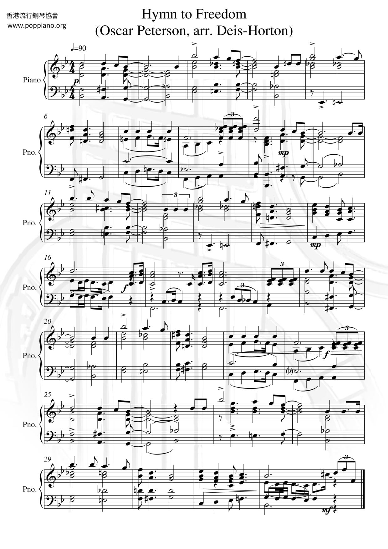 Hymn To Freedom琴谱