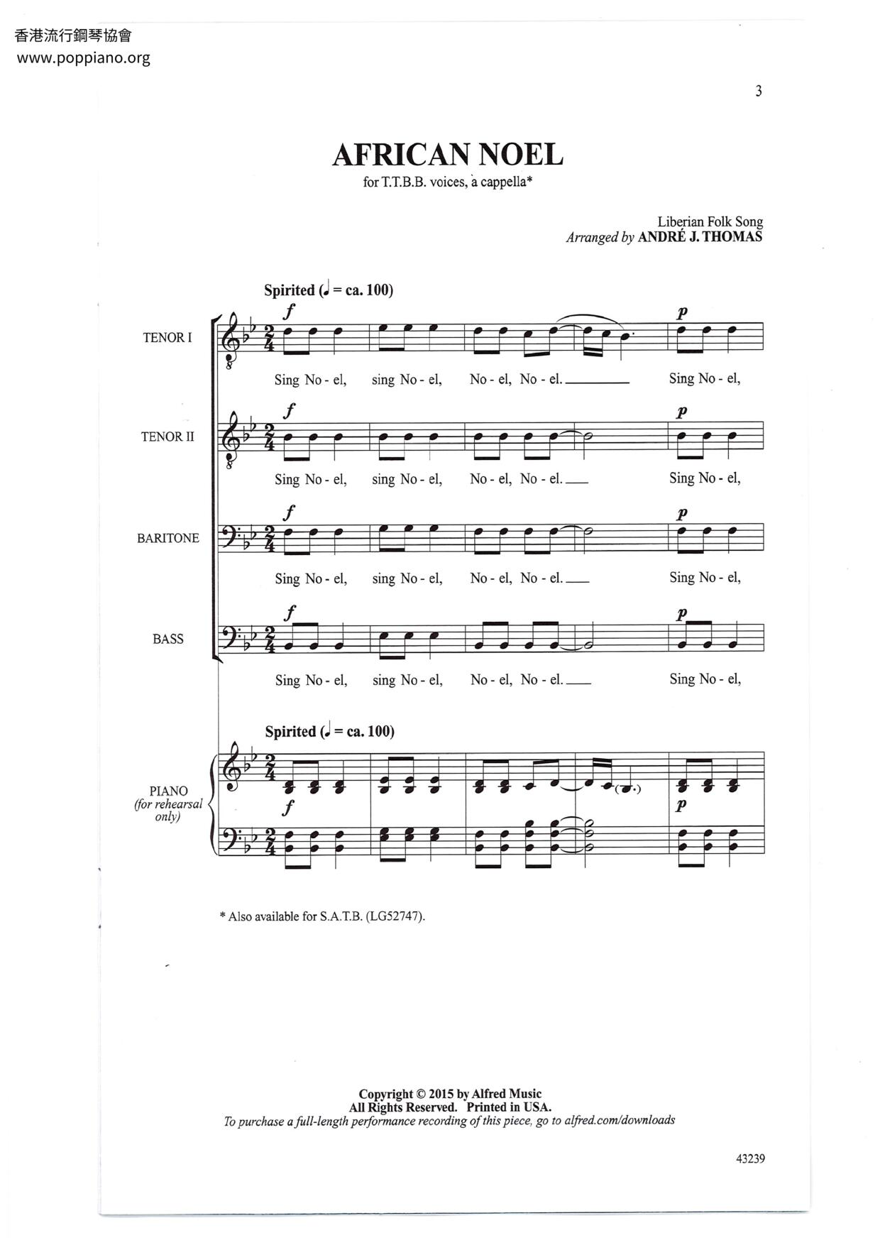 African Noel琴谱