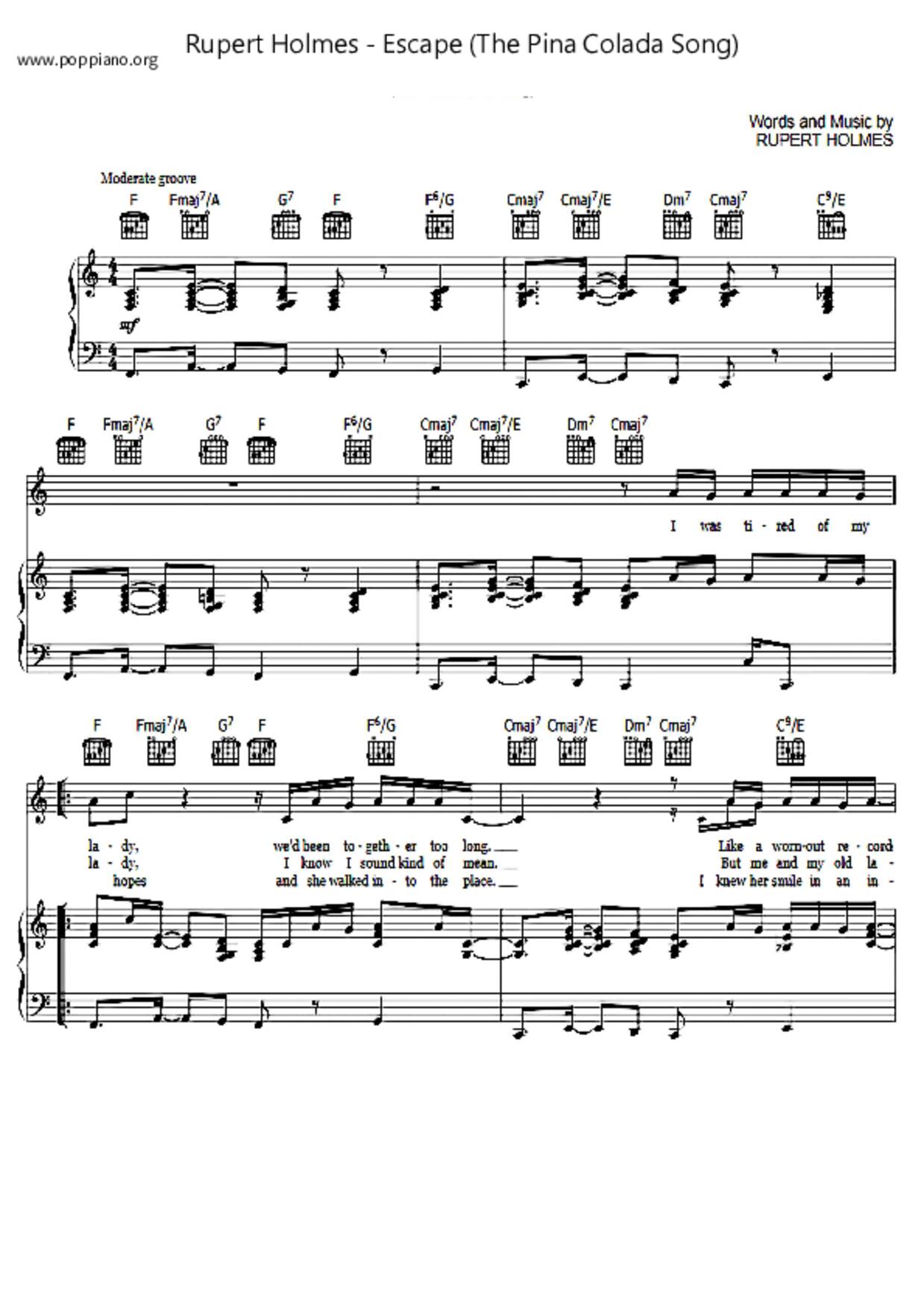 Escape (The Pina Colada Song)琴谱