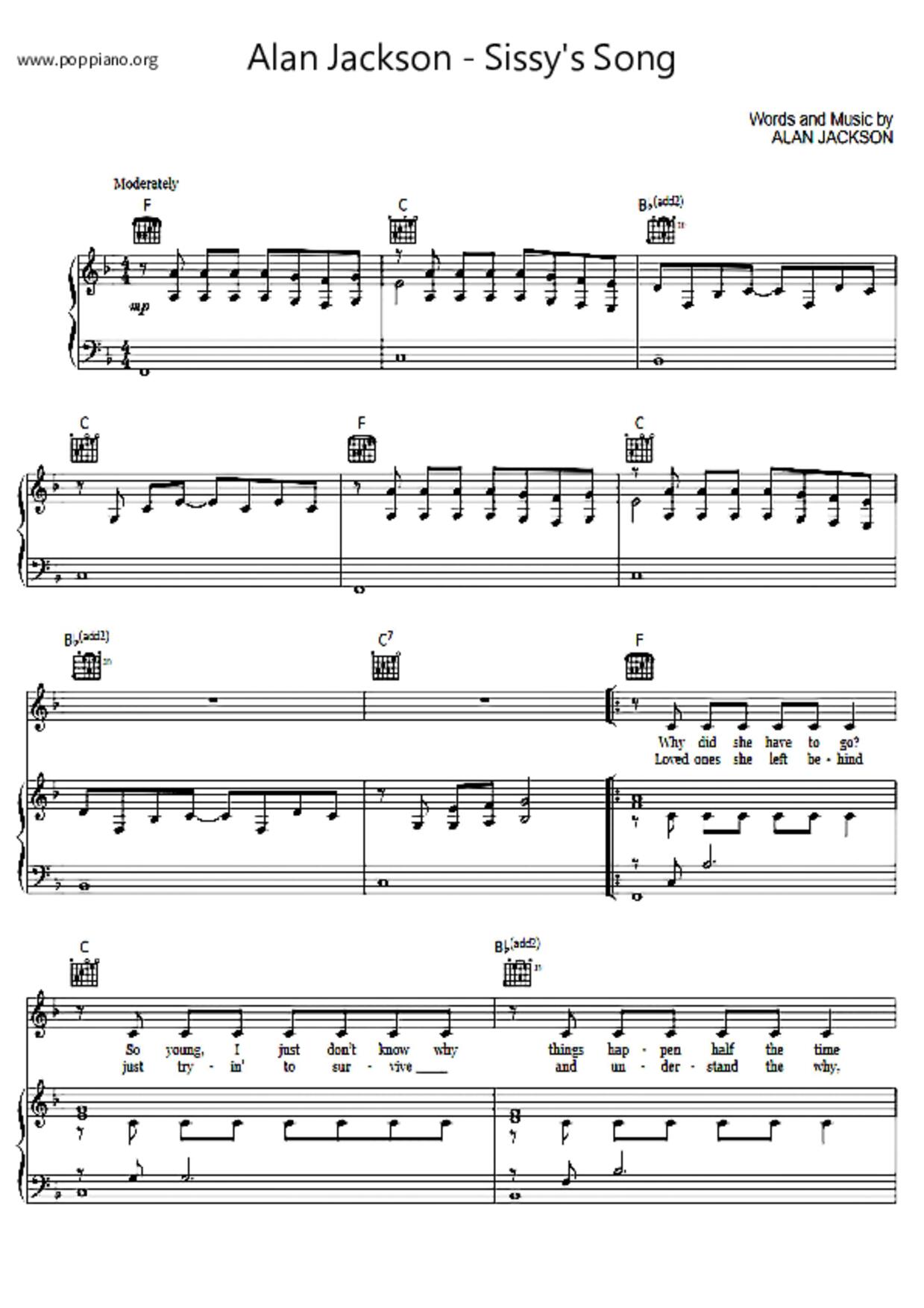 Sissy's Song琴谱