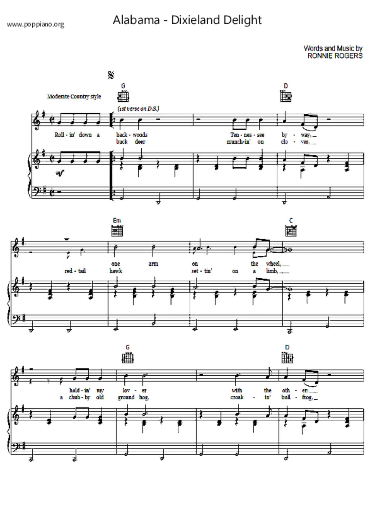 Dixieland Delight琴谱