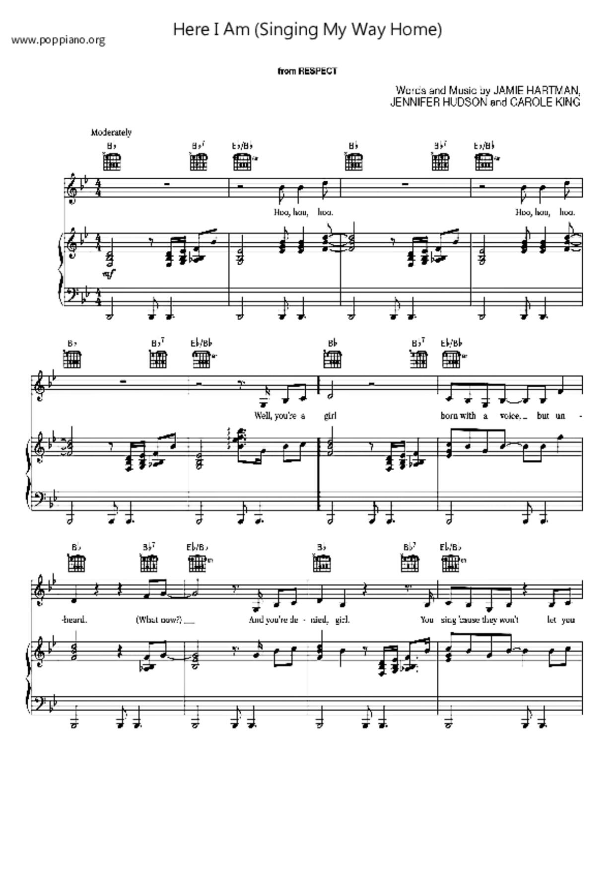 Here I Am (Singing My Way Home)琴谱