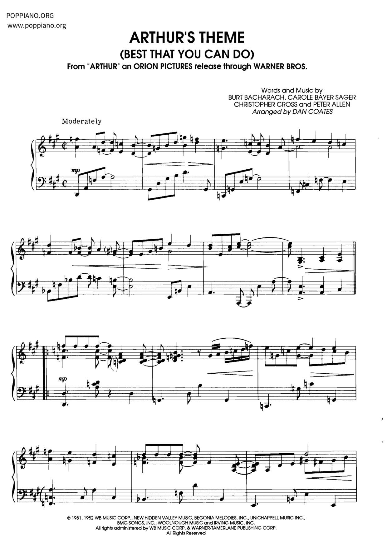 Arthur's Theme (Best That You Can Do)琴谱