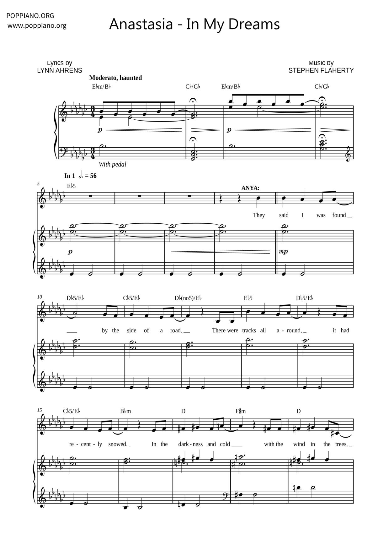Anastasia - In My Dreams琴谱
