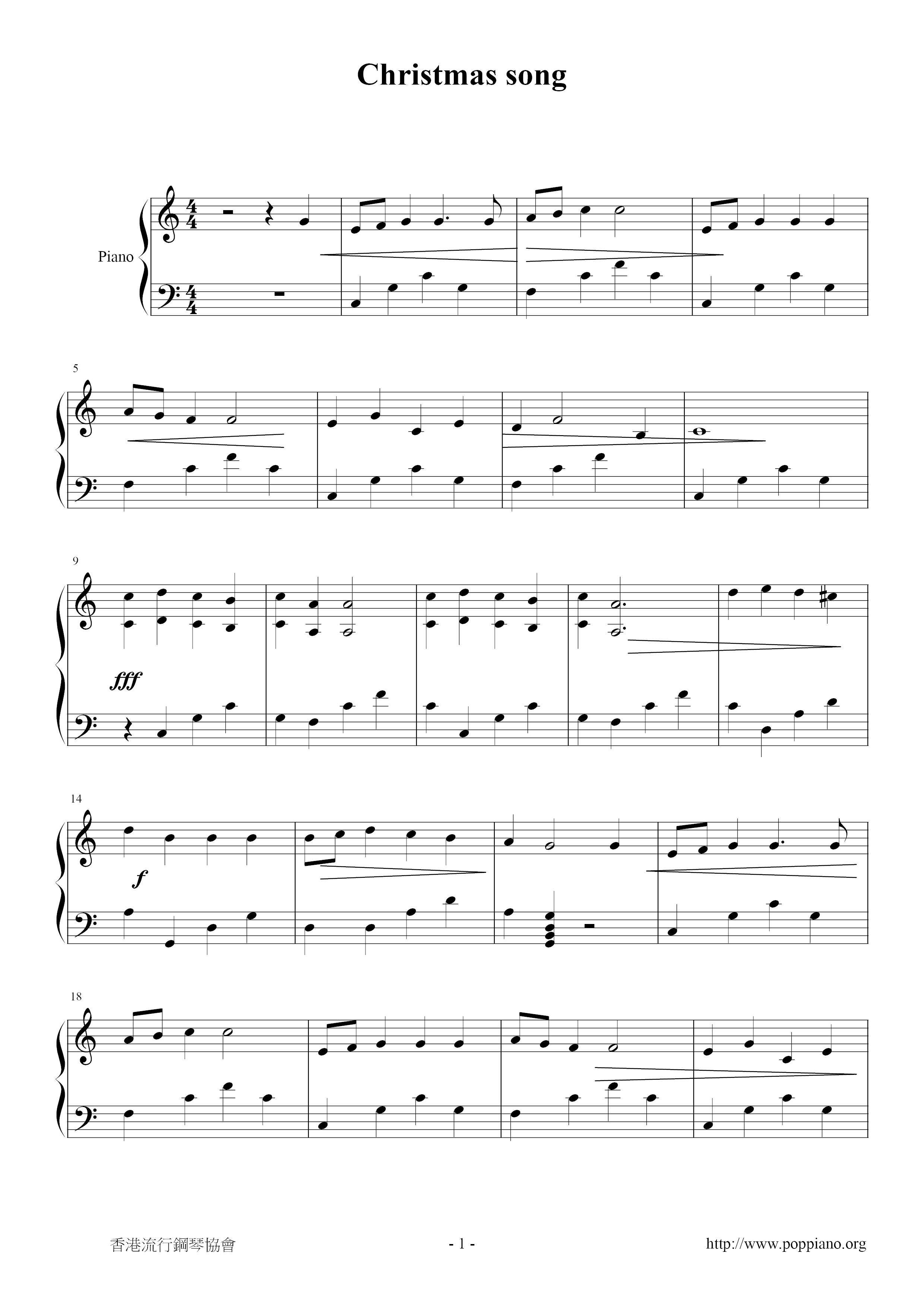 Christmas song Score