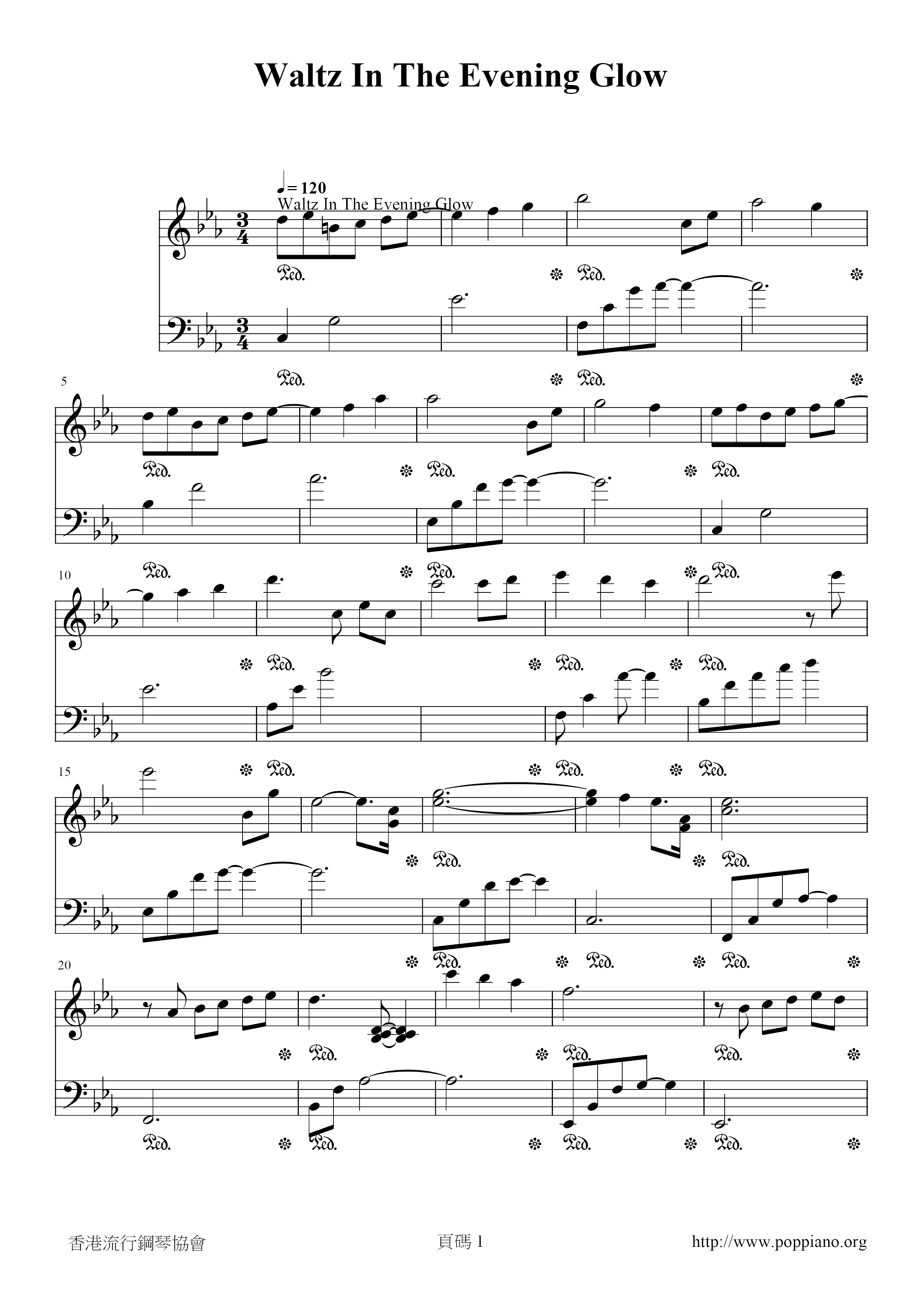 Waltz In The Evening Glow Score