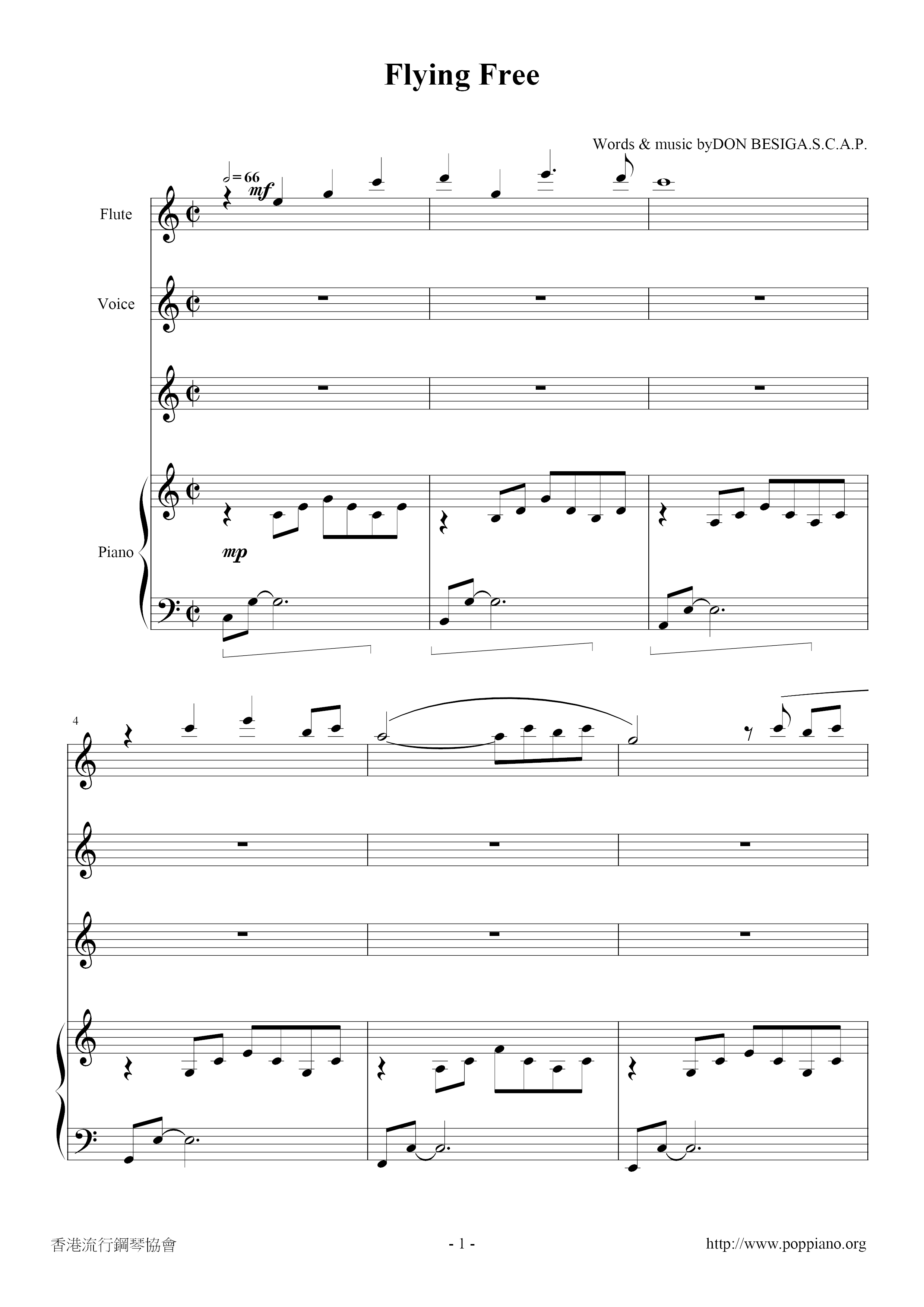 Flying free Score