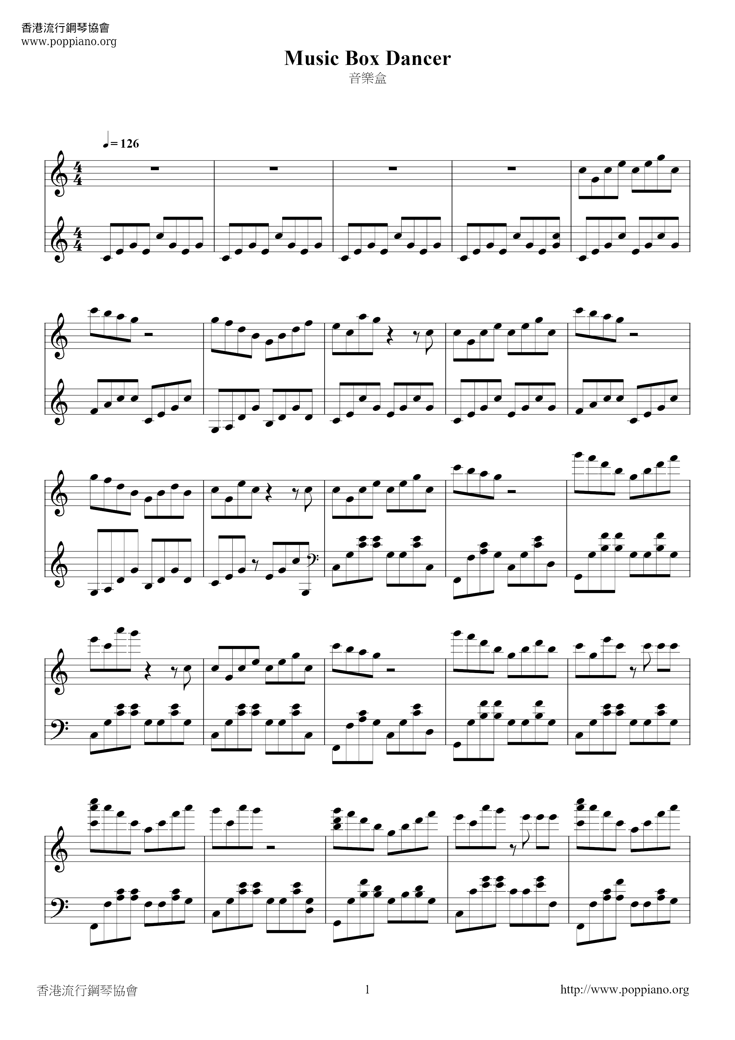Music Box Dancer Score