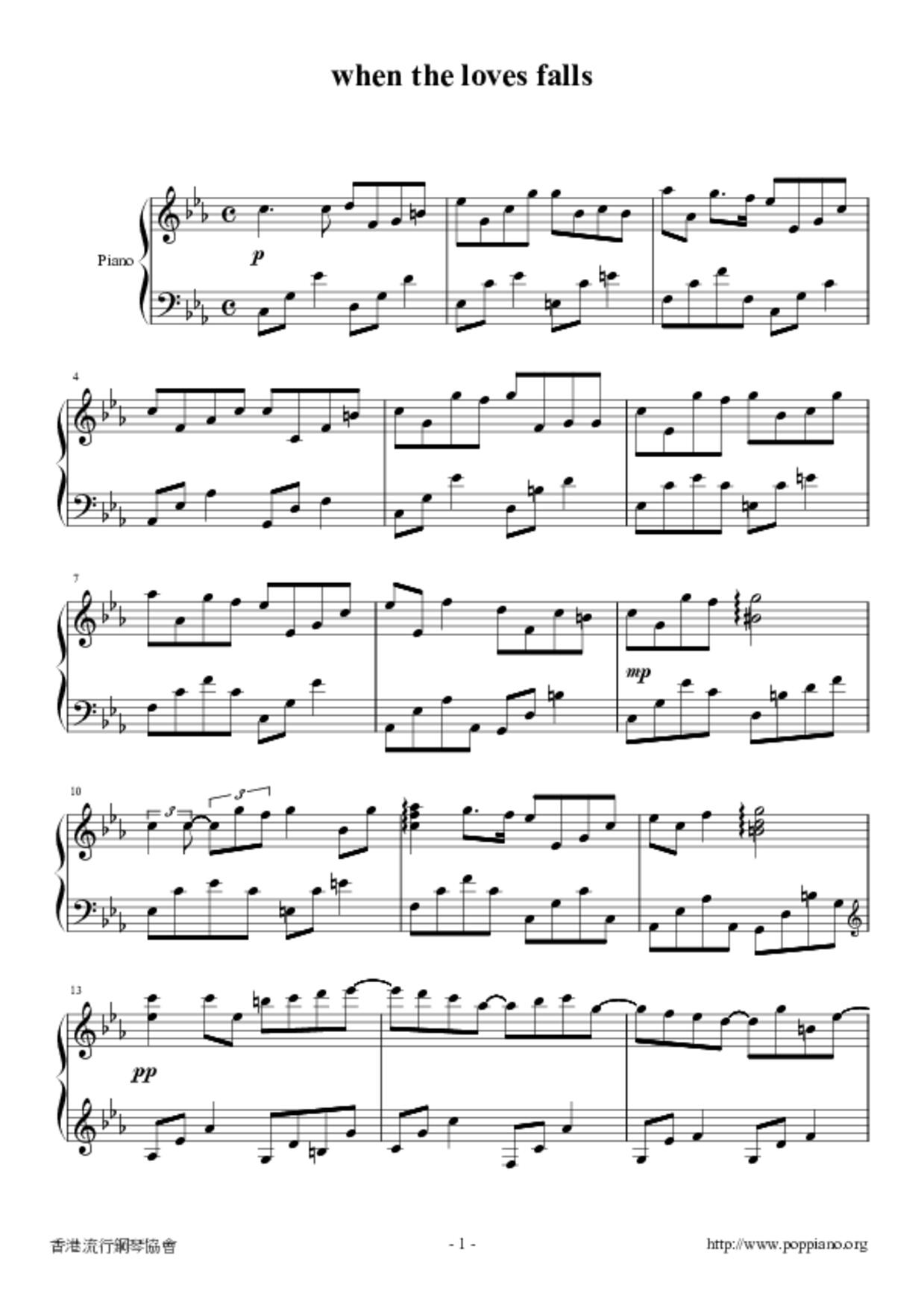 When The Love Falls Score