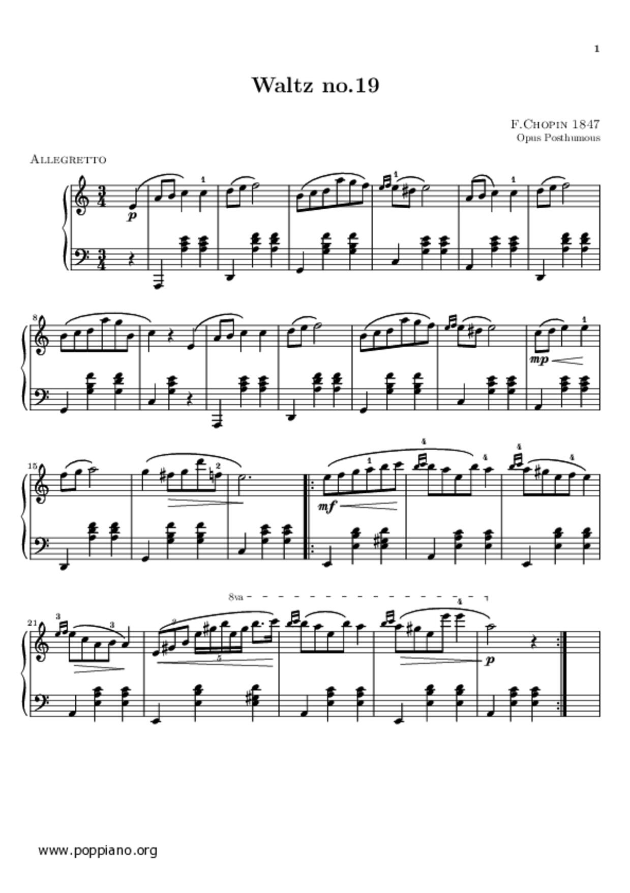 Nocturne No. 19 in E Minor, Op. 72, No. 1 Score