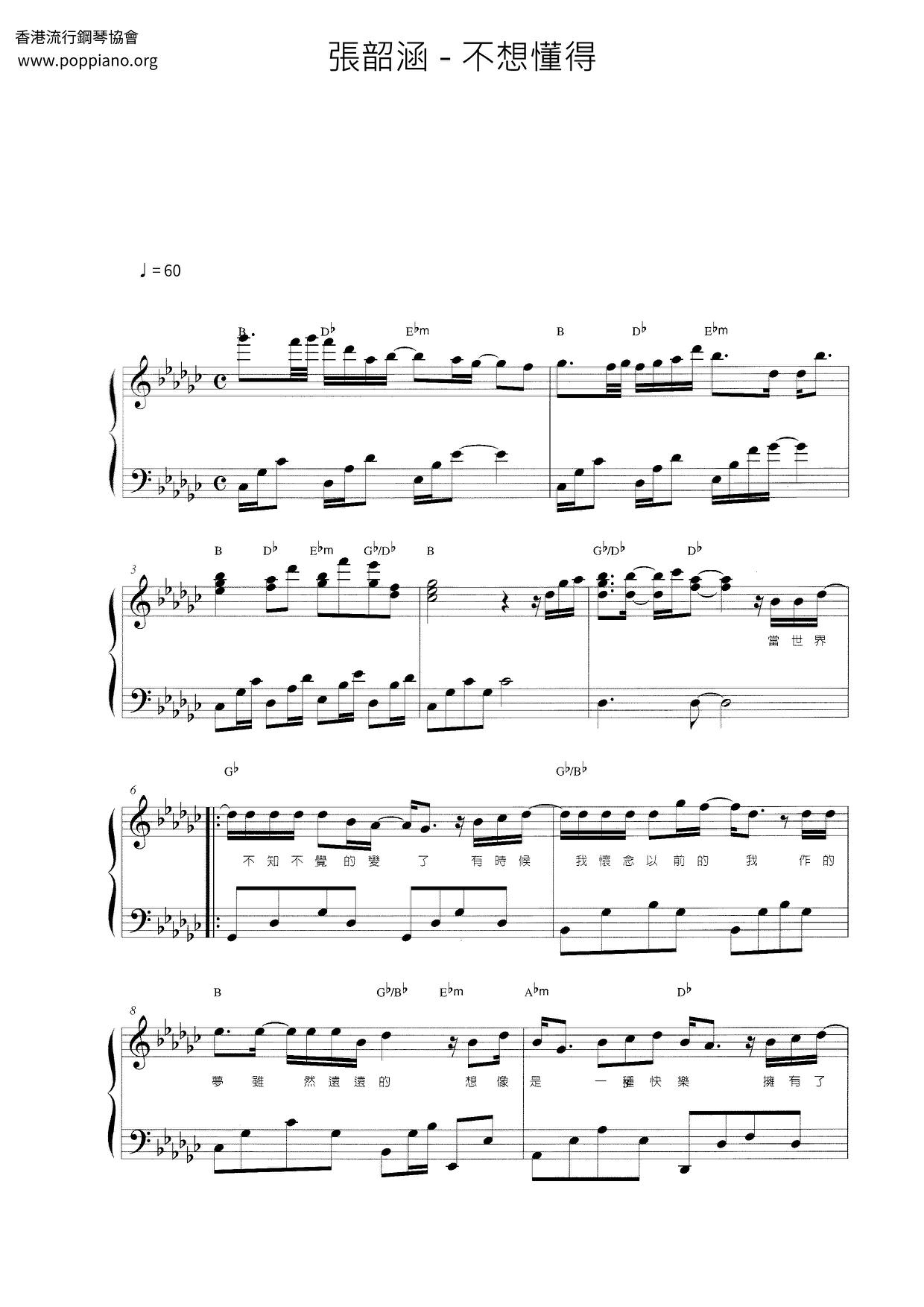 I Don't Want To Understand Score