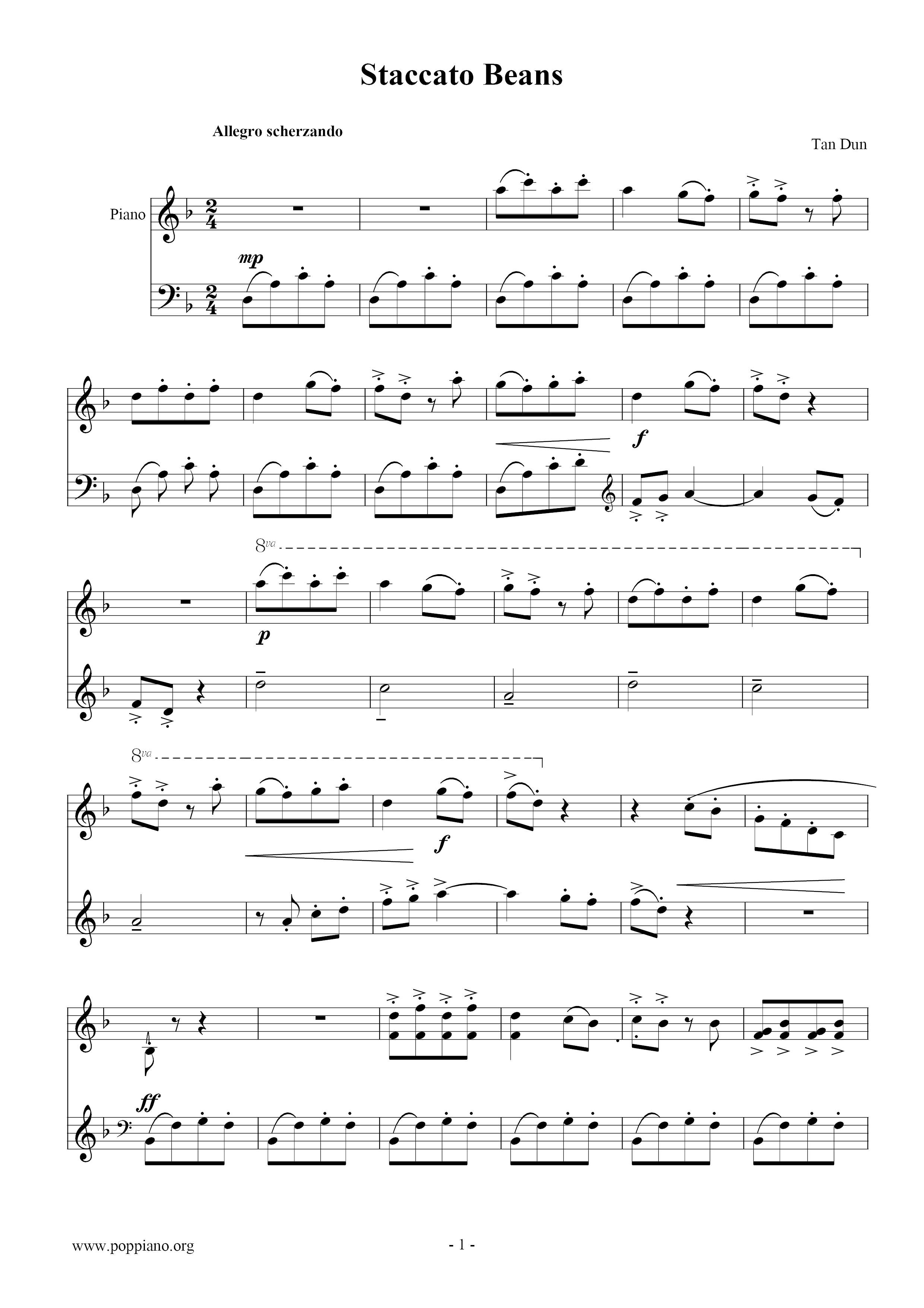Staccato Beans Score