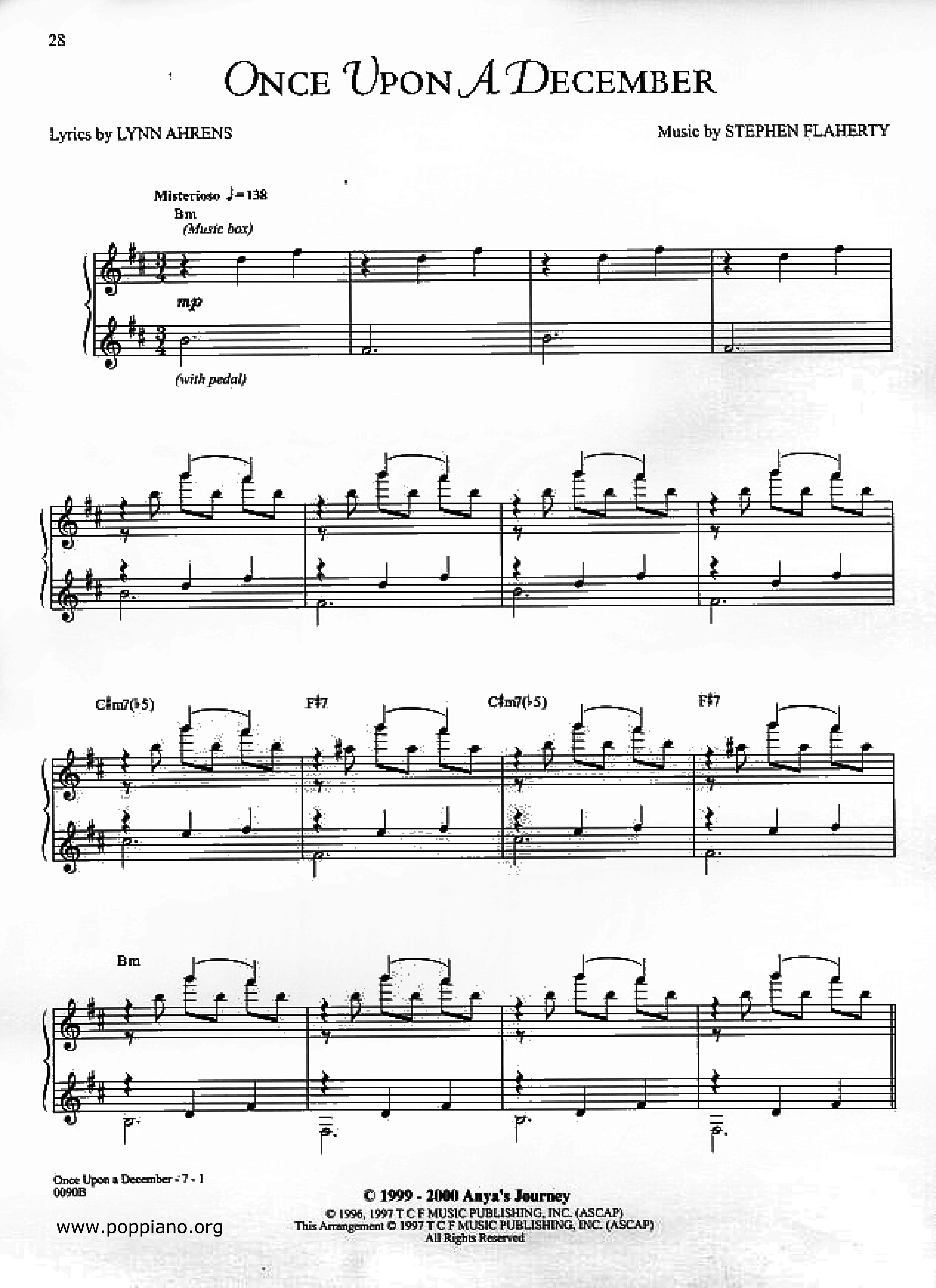 Anastasia - Once Upon A December Score