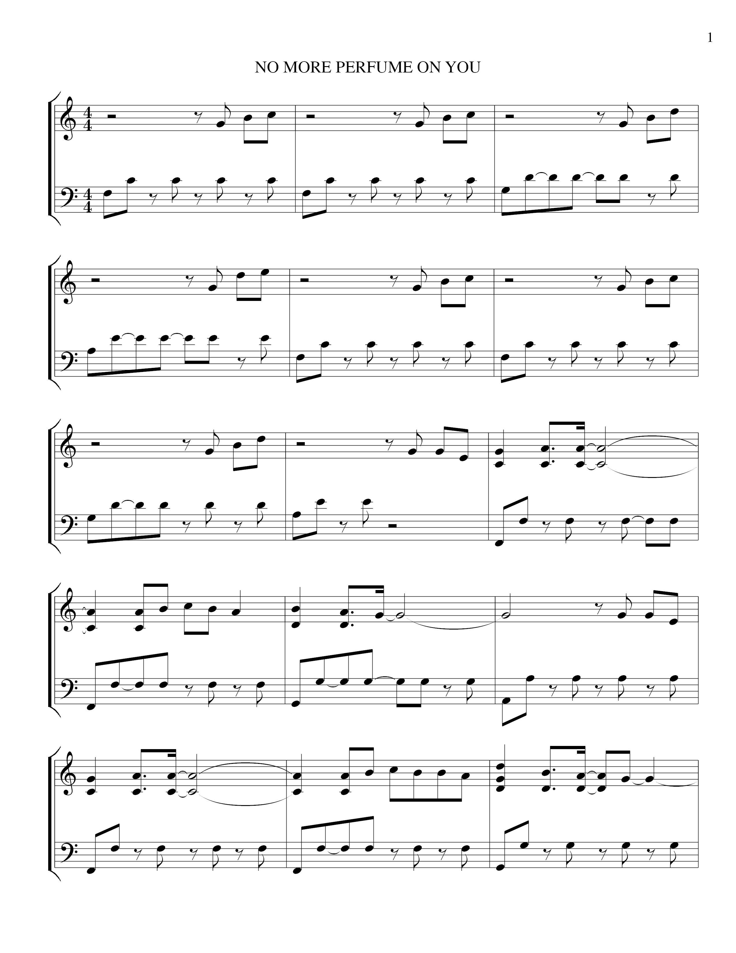 No More Perfume On You (Key Of C) Score