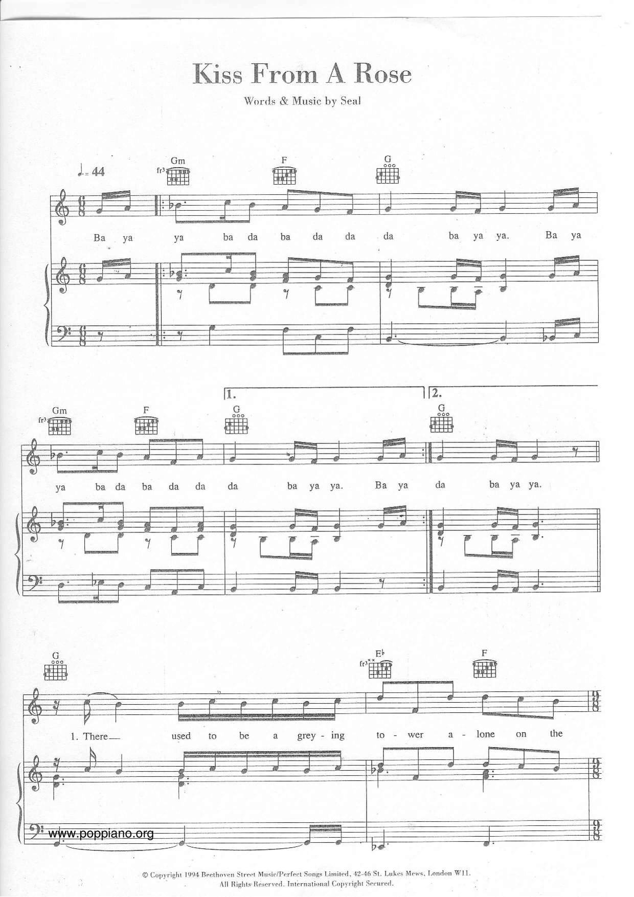 Kiss From a Rose Score
