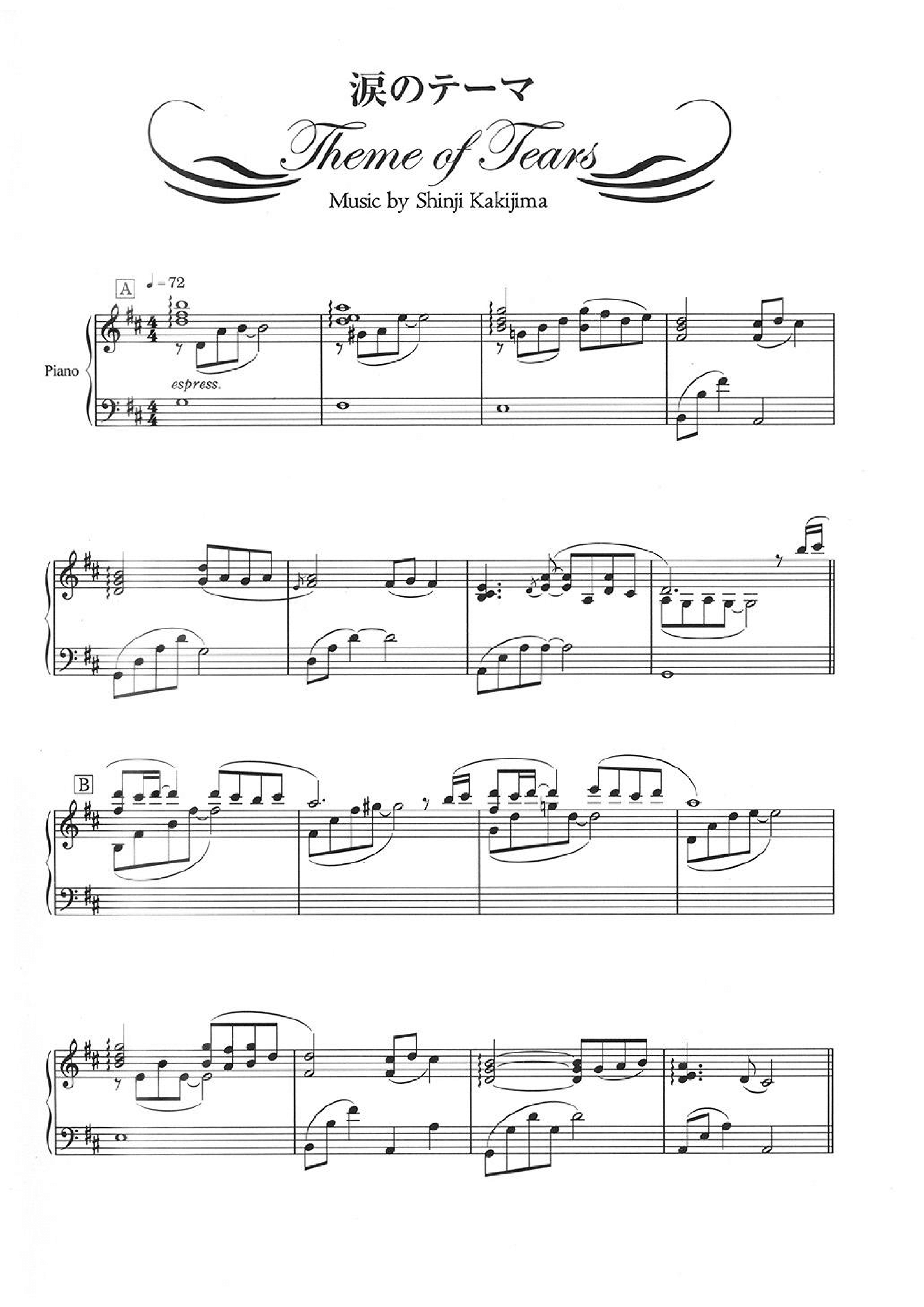 The Theme of Tears Score