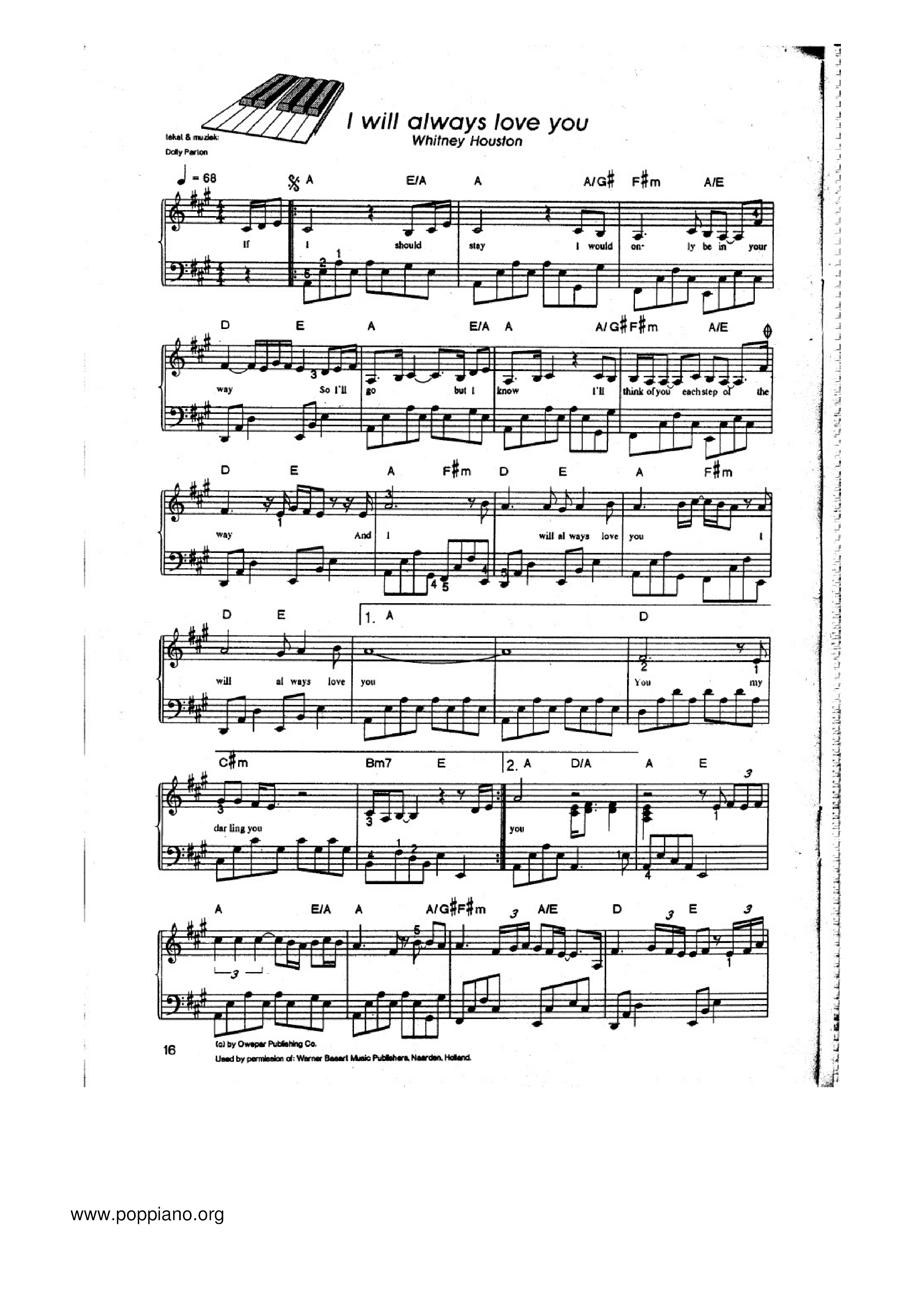 I Will Always Love You Score
