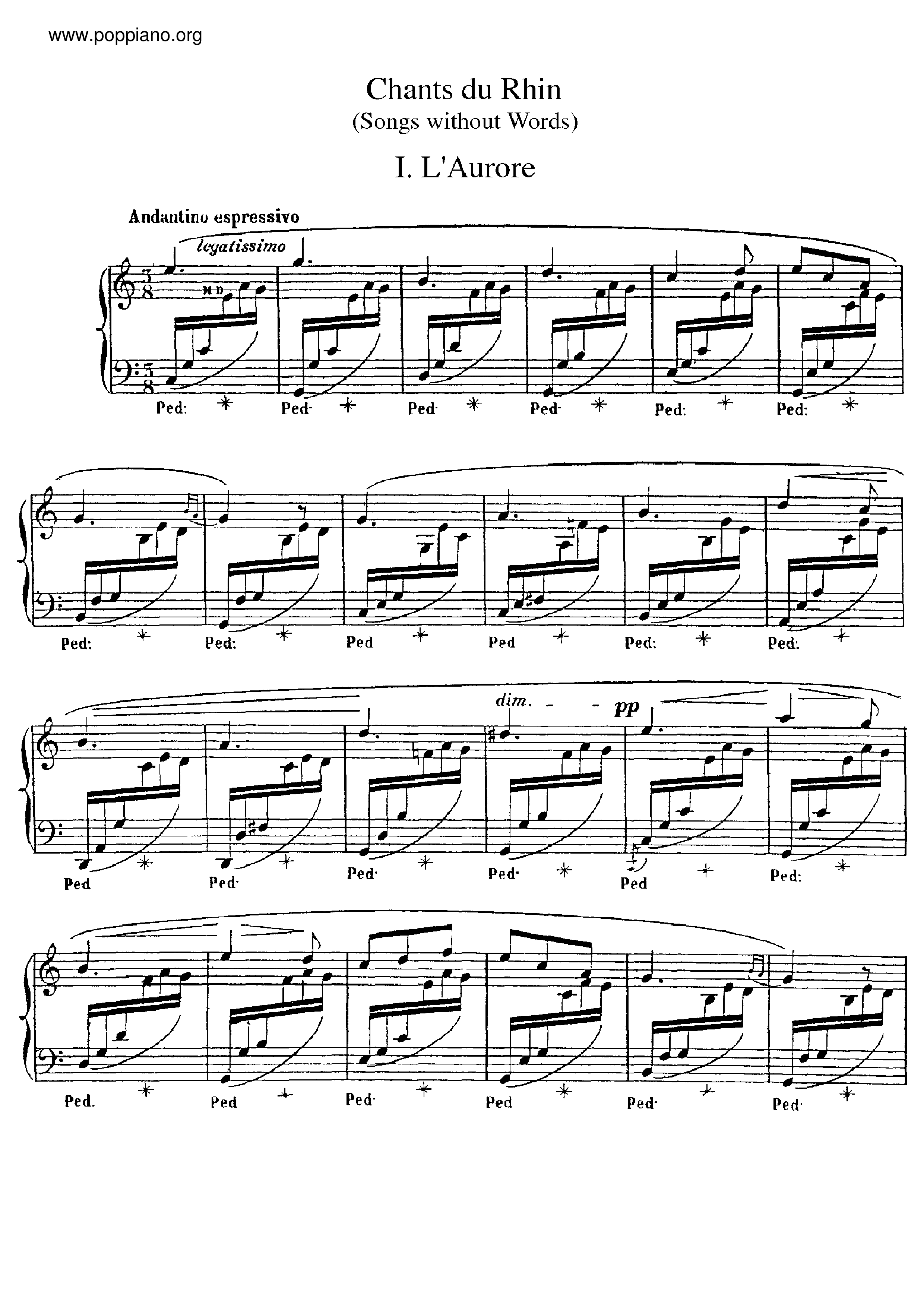 Chants du Rhin Score