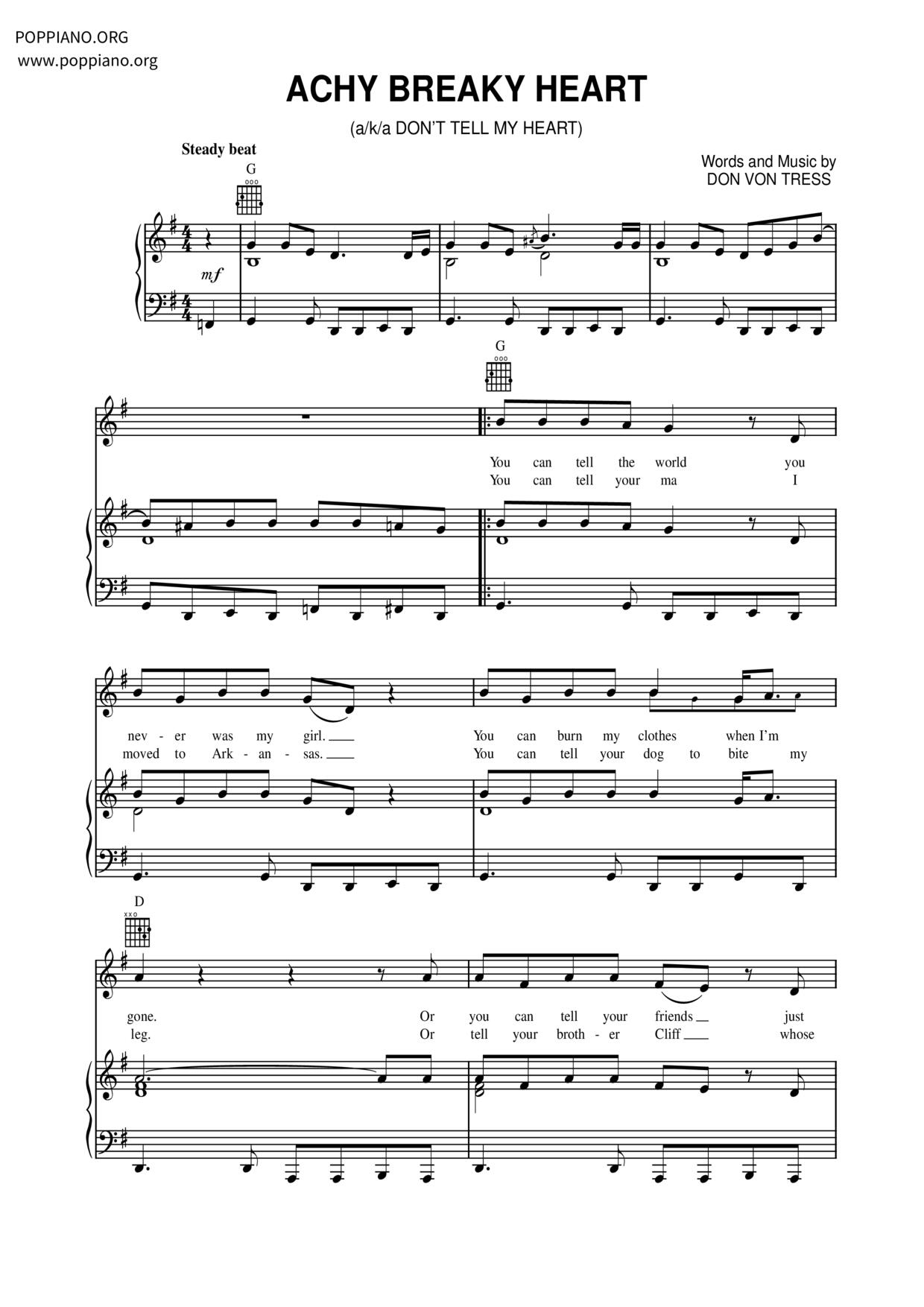 Achy Breaky Heart Score