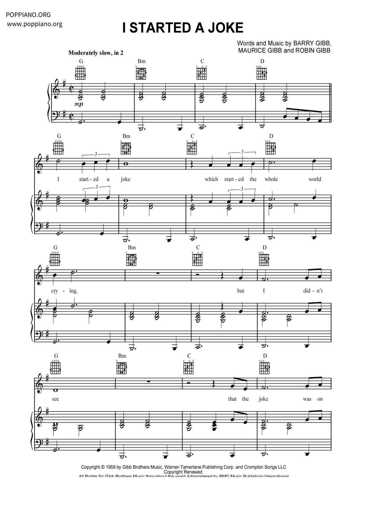 I Started a Joke Score