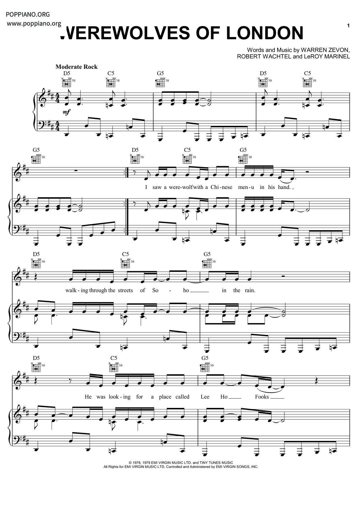 Werewolves Of London Score