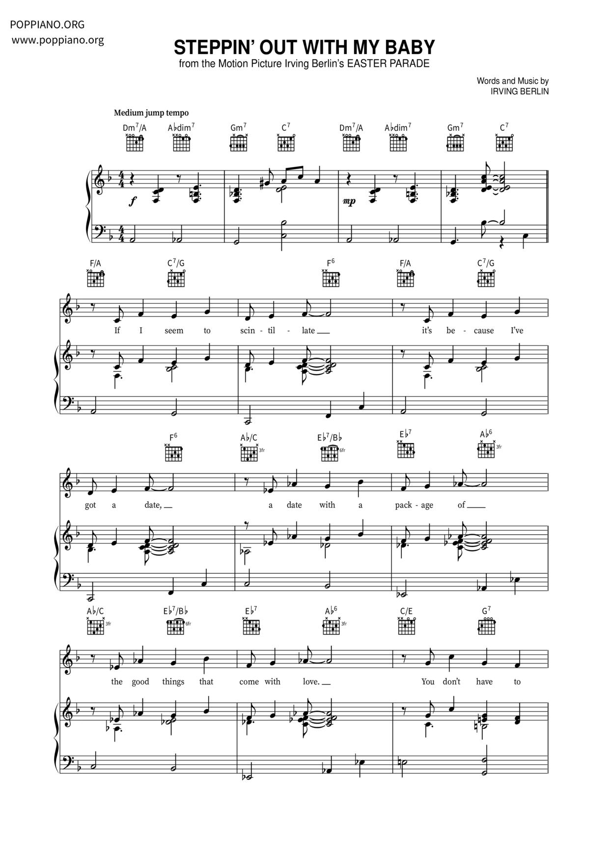 Steppin' Out With My Baby Score