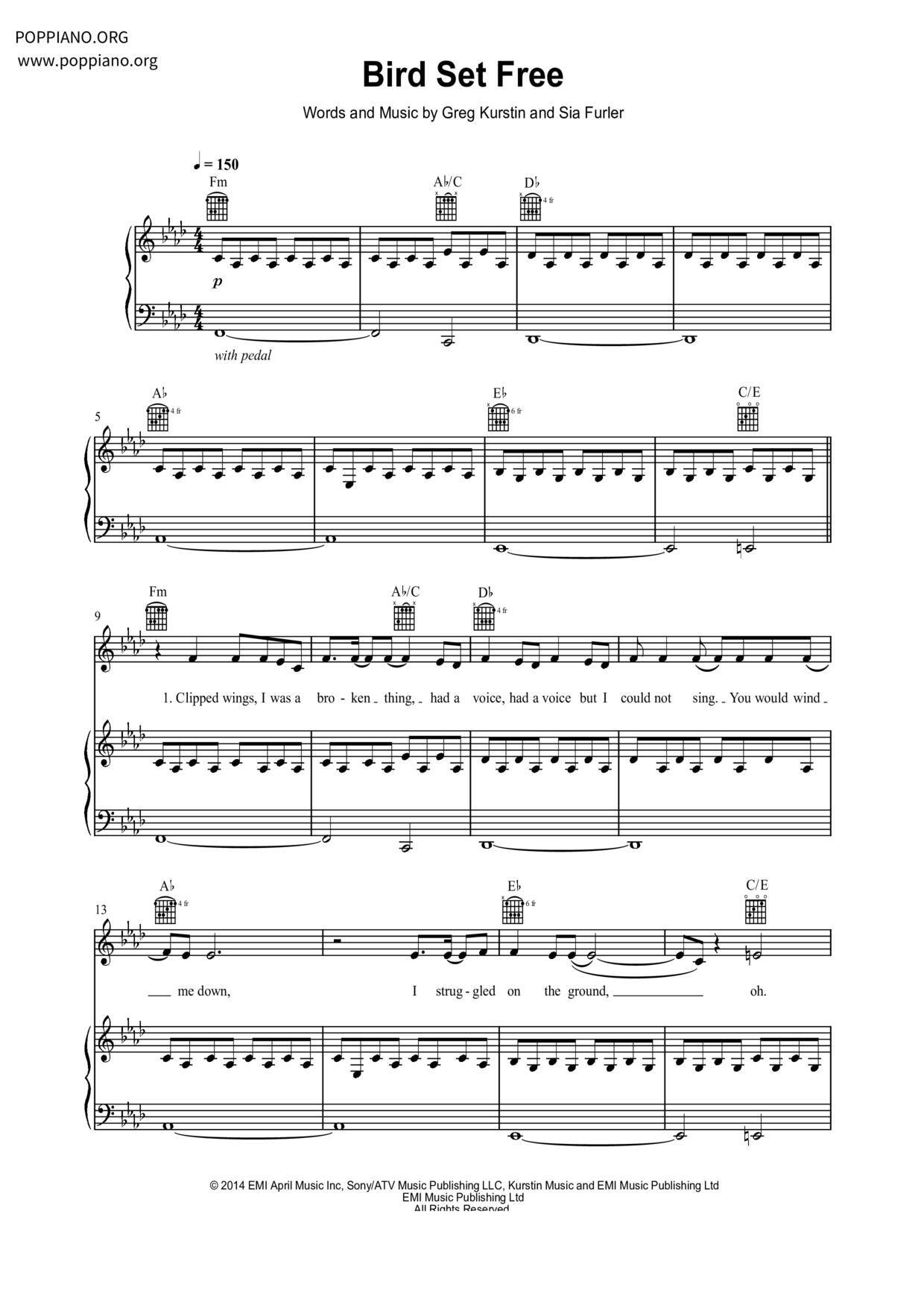 Bird Set Free Score
