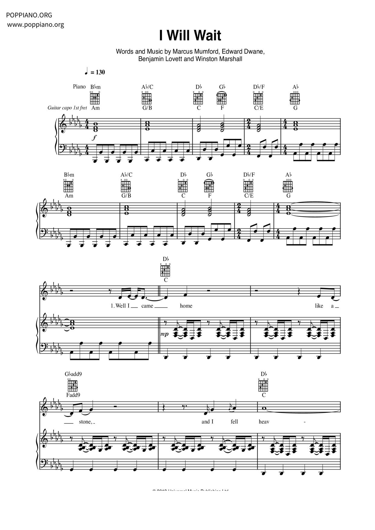 I Will Wait Score