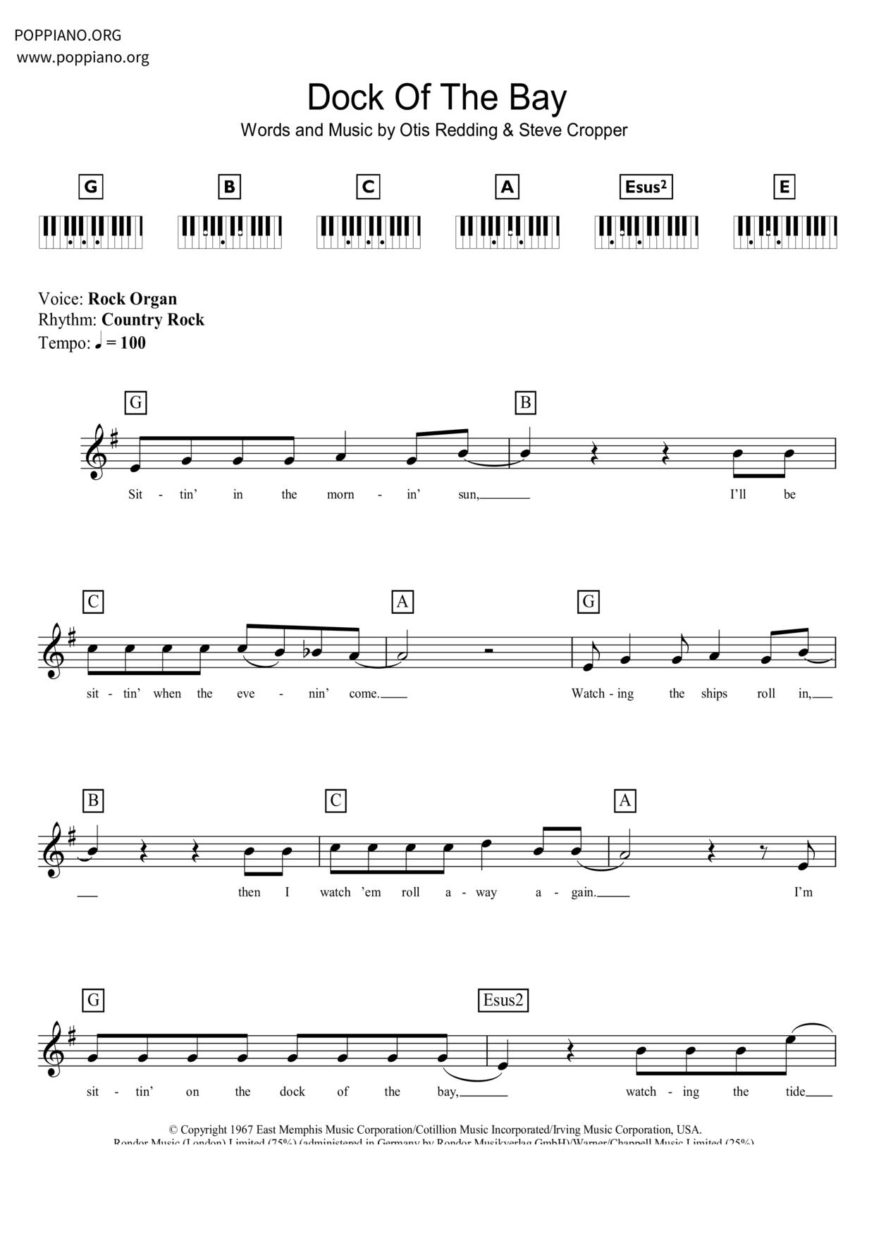 (sittin' On) The Dock Of The Bay Score