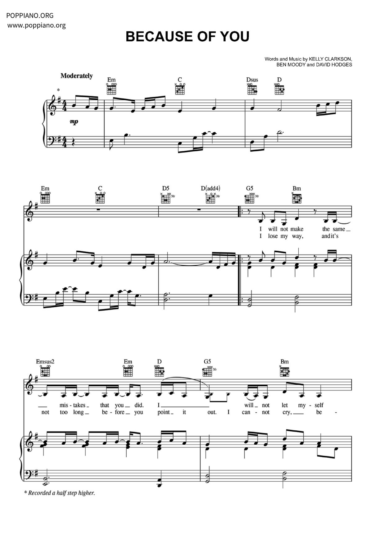 Because Of You Score