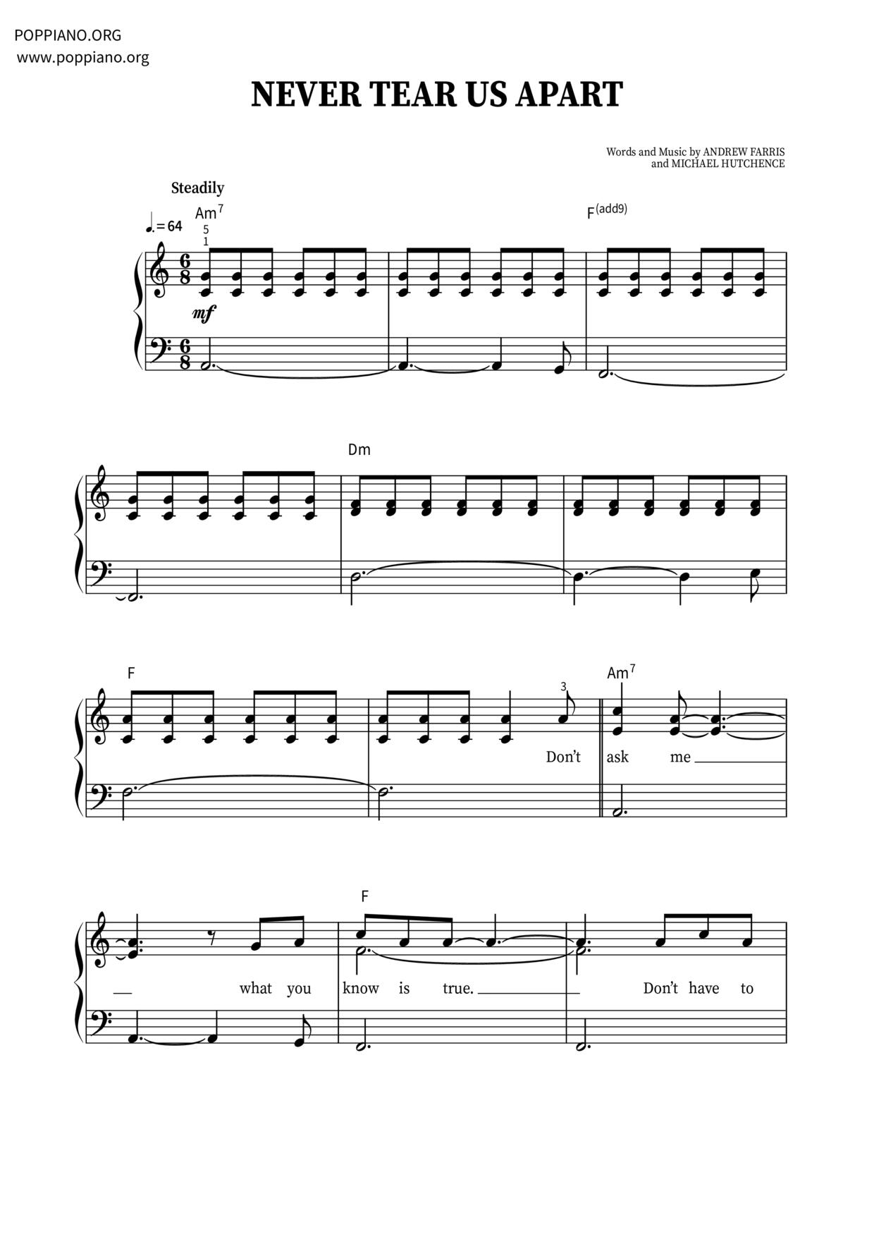 Never Tear Us Apart Score